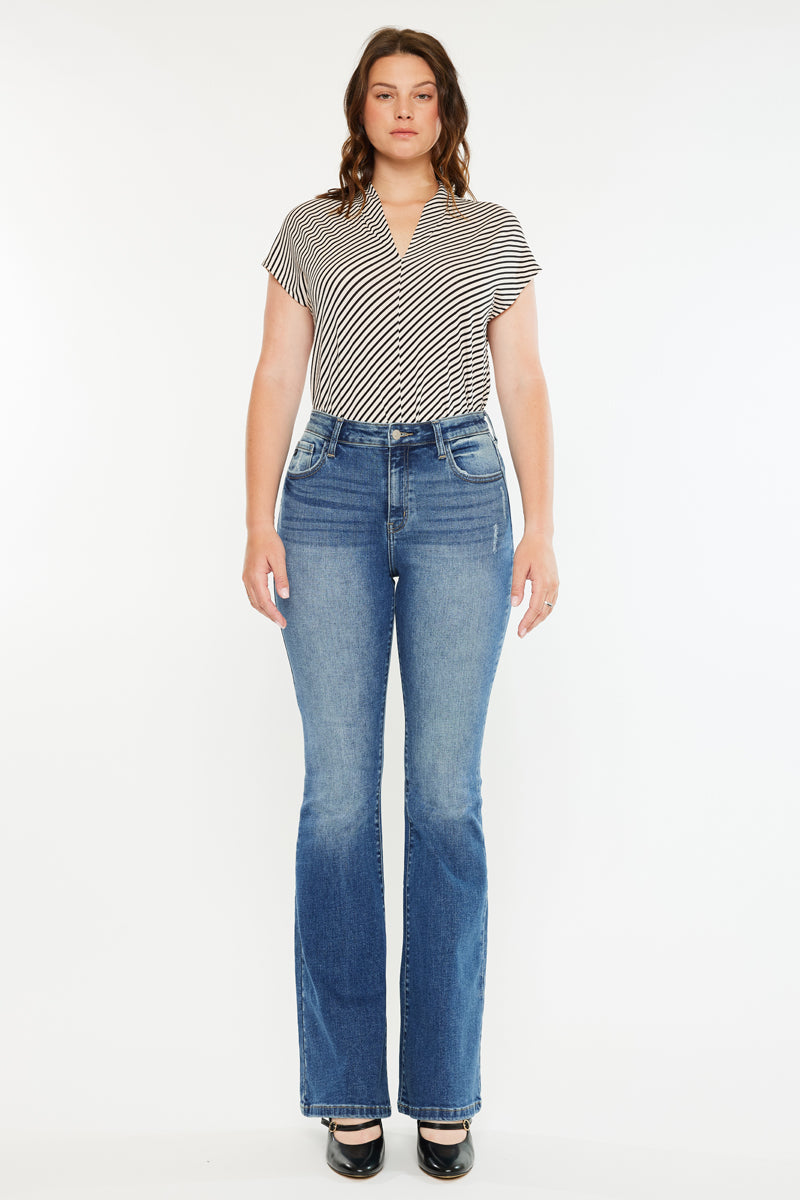 Tana High Rise Wide Flare Jeans for Women - Curvy Fit Stretch Denim Pants, Vintage 70s Inspired Bootcut Jeans for Casual Wear & Night Out