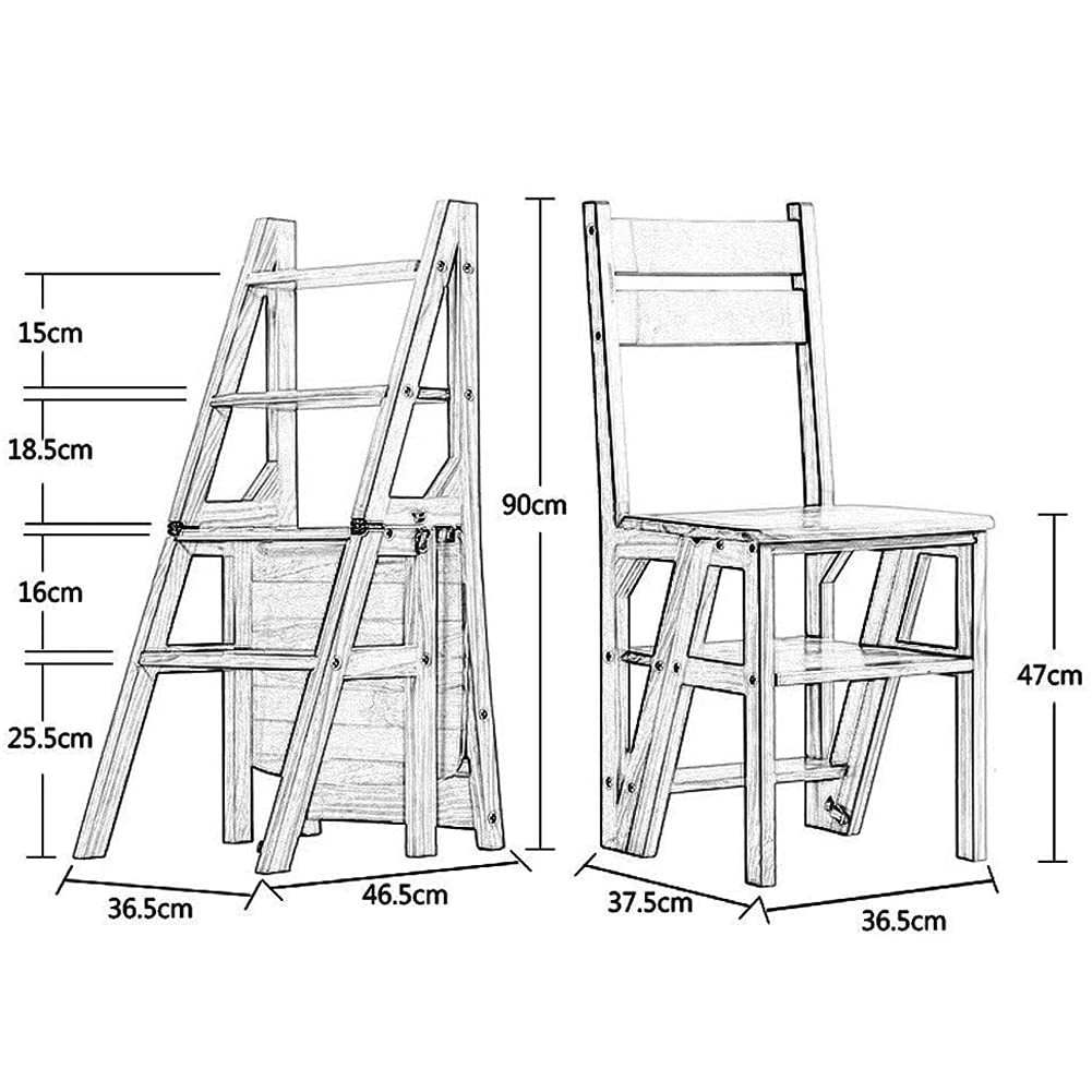 NEVKA Convertible Wooden Step Stool Ladder - Multifunctional Folding Stool for Kitchen, Office, Library | Space-Saving, Non-Slip Steps for Home Organization & Storage