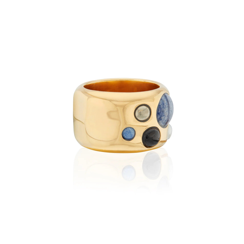 Anna Beck Wavy Multi Stone Ring – Elegant Stackable Gemstone Ring for Women | Perfect for Weddings, Parties & Everyday Wear