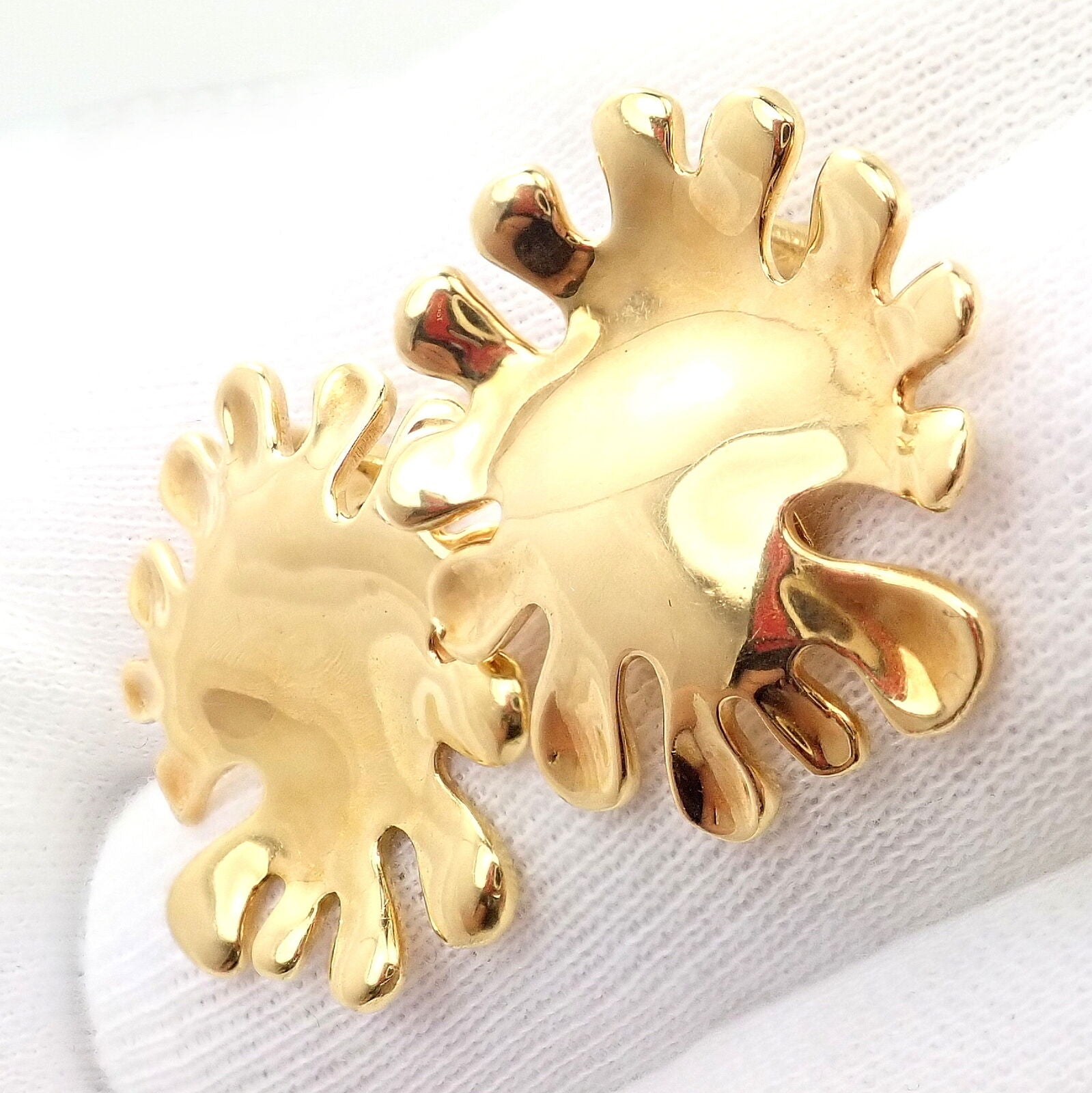 Authentic Tiffany & Co Cummings 18k Yellow Gold Nickelodeon Abstract Earrings - Luxury Jewelry for Women, Perfect Gift for Anniversary & Special Occasions