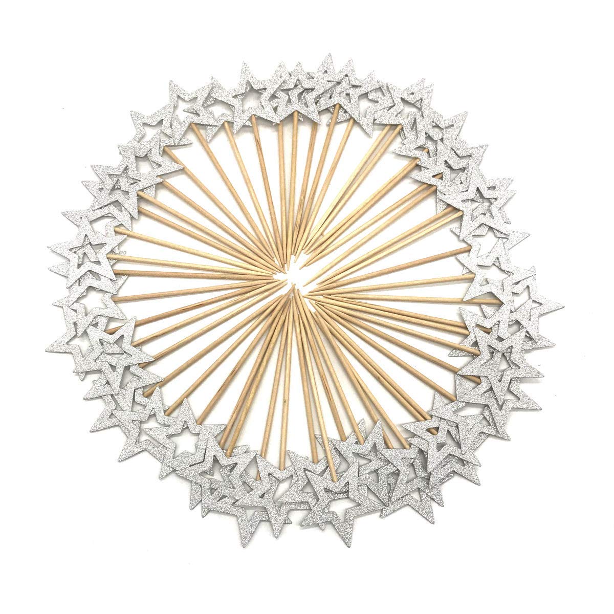 50 Pcs Silver Star Cupcake Toppers - Glitter Twinkle Little Star Cake Decorations for Birthday, Wedding, Baby Shower & Party Supplies | Perfect for DIY Desserts, Cupcake Decorating & Celebration Cakes