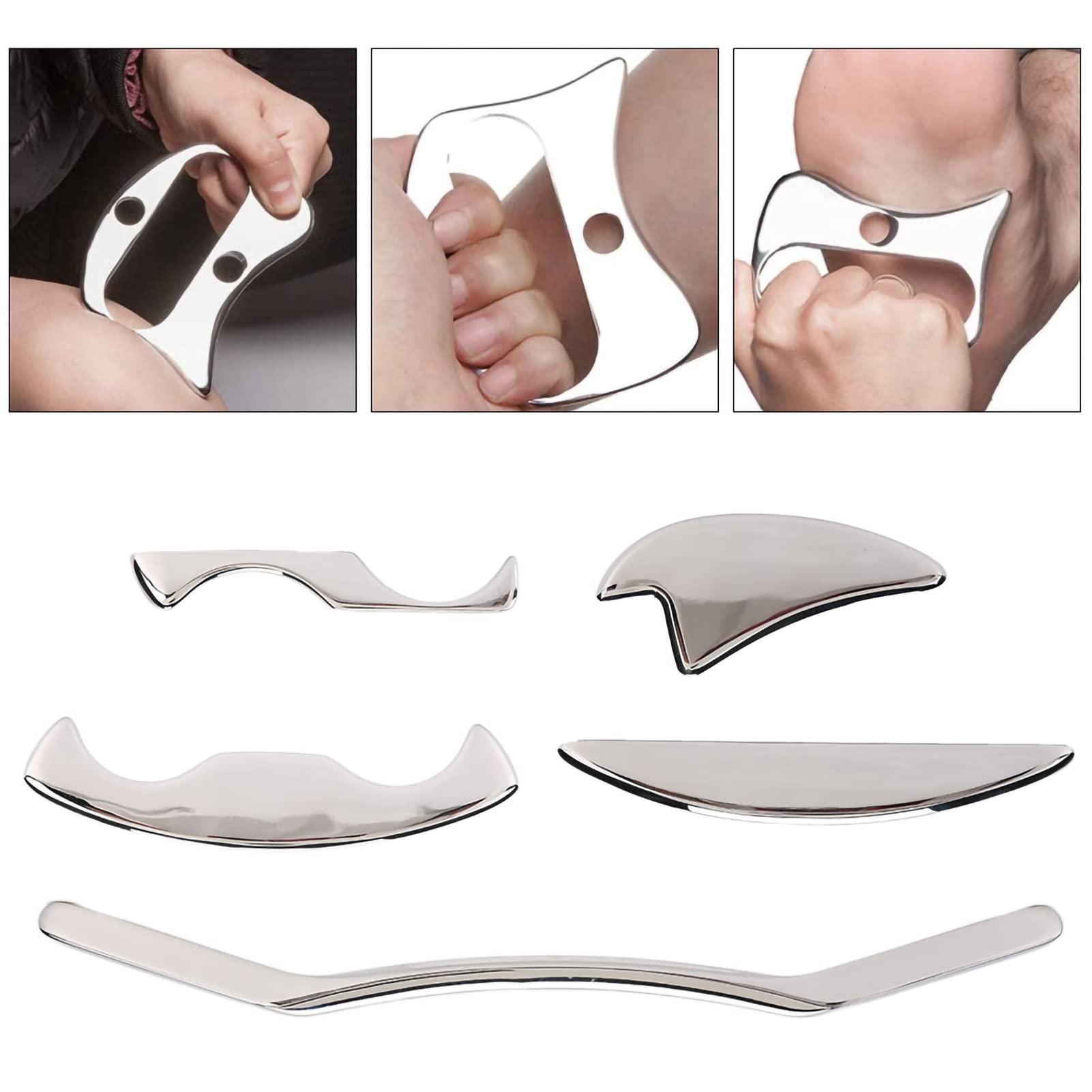 5-Piece Stainless Steel Gua Sha Scraper Set - Full Body & Facial Massage Tool for Pain Relief & Relaxation - Perfect for Self-Care, Spa Days & Wellness Routines