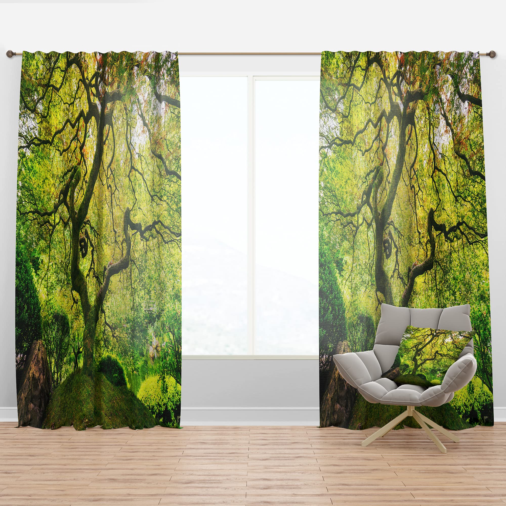 DesignQ 'Amazing Green Tree' Thermal Insulated Curtains - 52x84 Single Panel for Bedroom & Living Room - Perfect for Home Decor, Privacy & Energy Saving