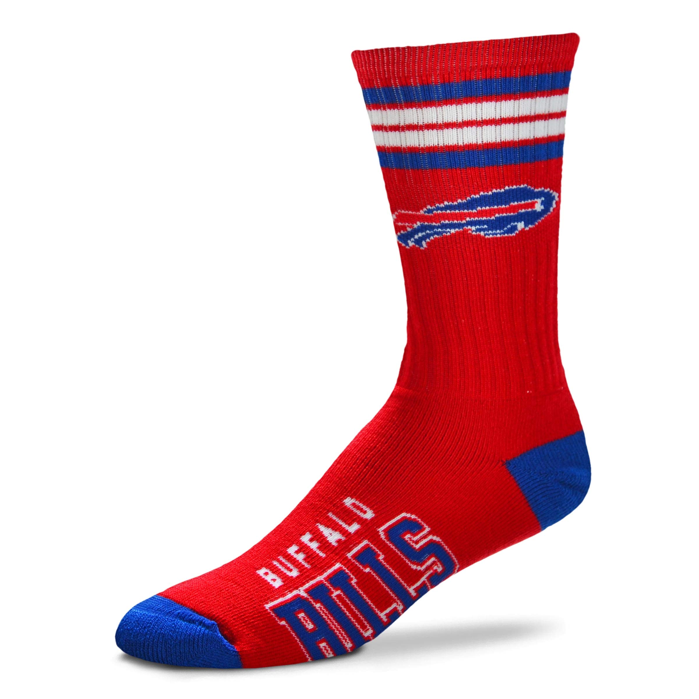 NFL 4 Stripe Deuce Team Logo Crew Dress Socks for Men & Women - Comfortable Game Day Footwear for Football Fans, Sports Enthusiasts & Casual Wear
