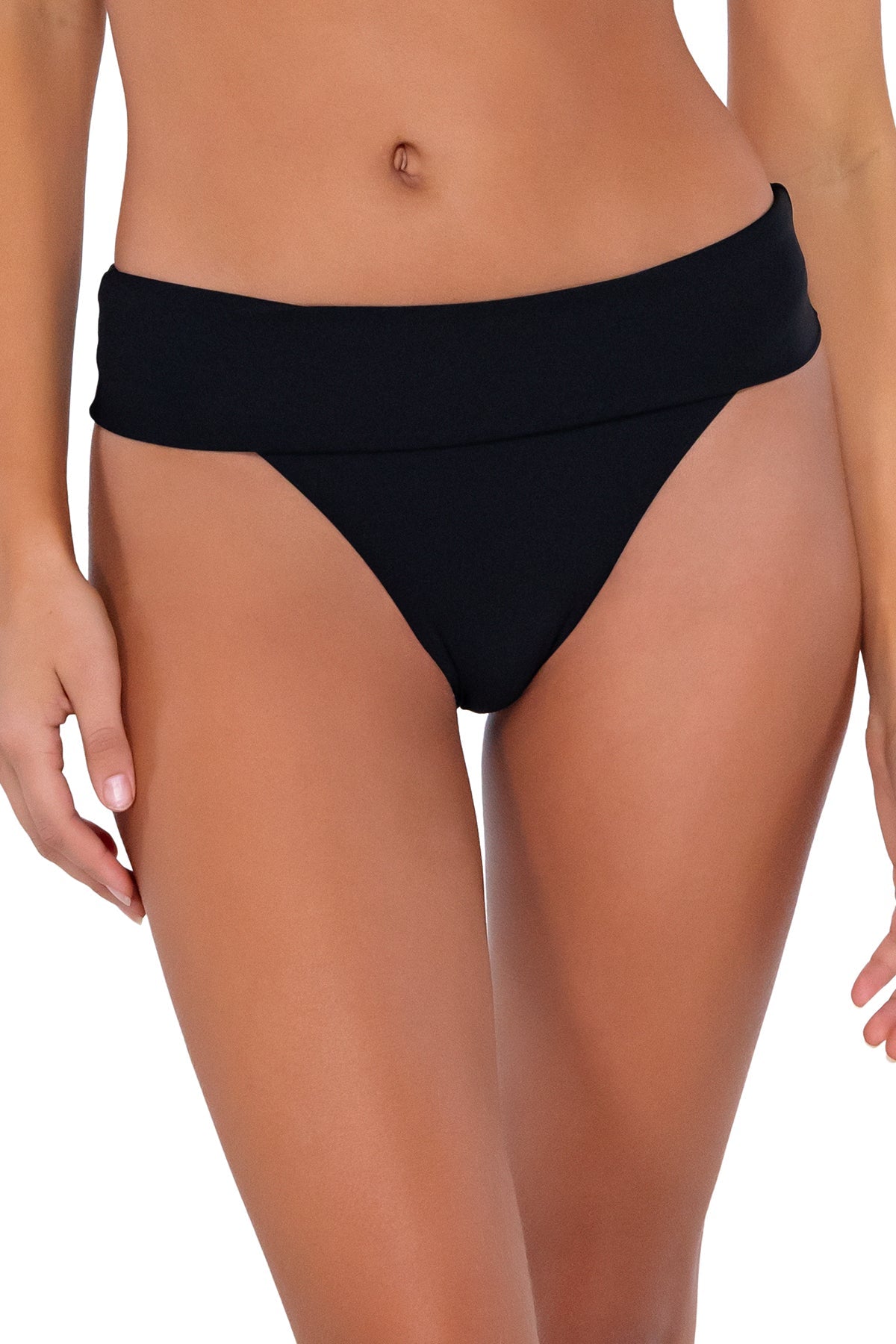 Black Tatum Bikini Bottom - High Waisted Swimwear for Women, Comfortable & Stylish Swim Shorts for Beach, Pool & Summer Vacation