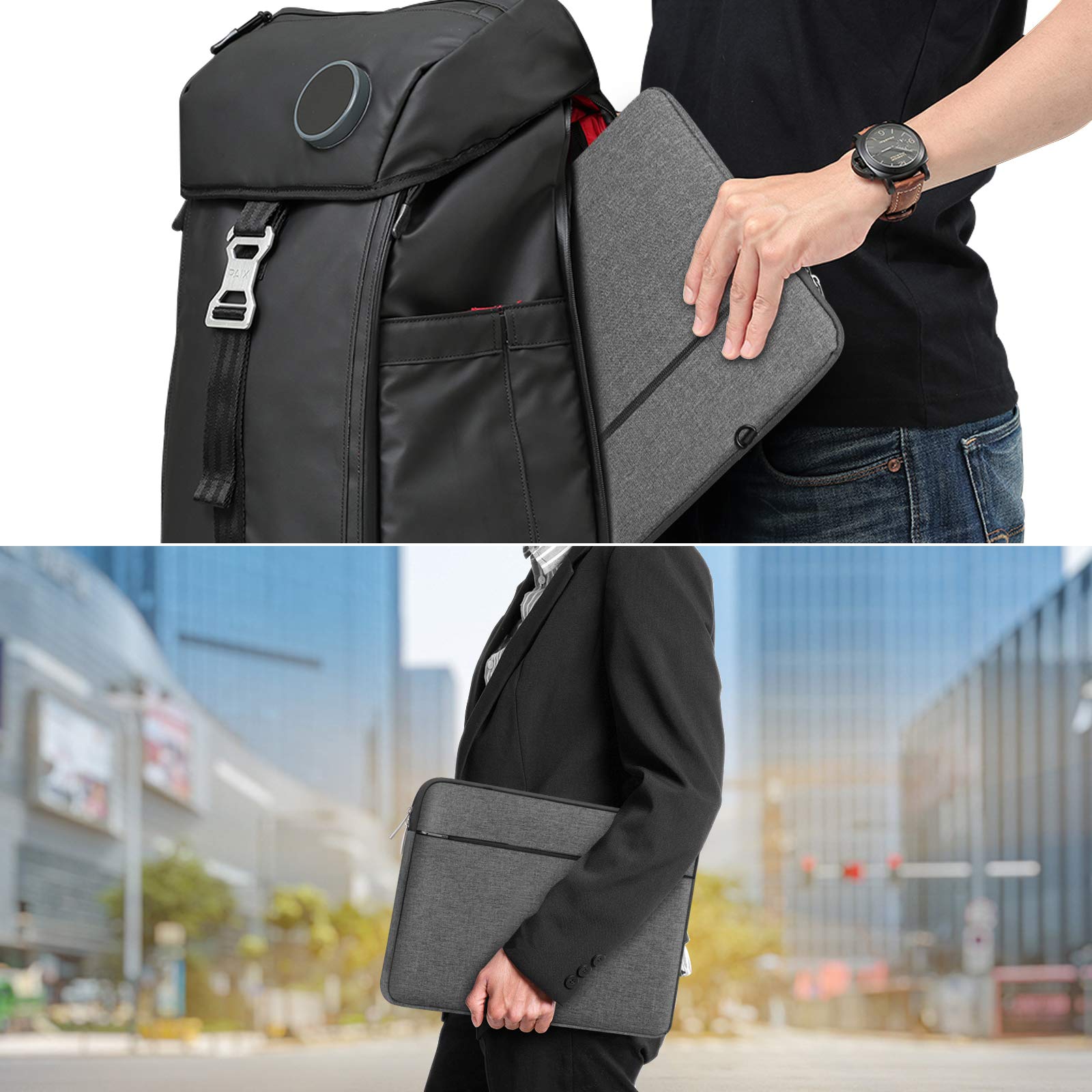 Waterproof 14-14.2 Inch Laptop Sleeve Case - Shock Resistant Lightweight Bag with Accessory Pocket & Detachable Small Bag - Protective Cover for 14.2