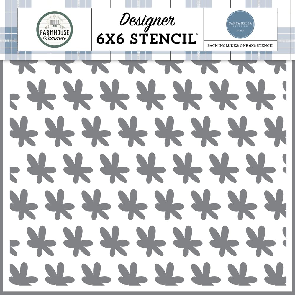 Carta Bella Paper Co. Farmhouse Floral Stencil - DIY Scrapbooking, Card Making, Home Decor Craft Supplies for Rustic Wedding & Vintage Projects