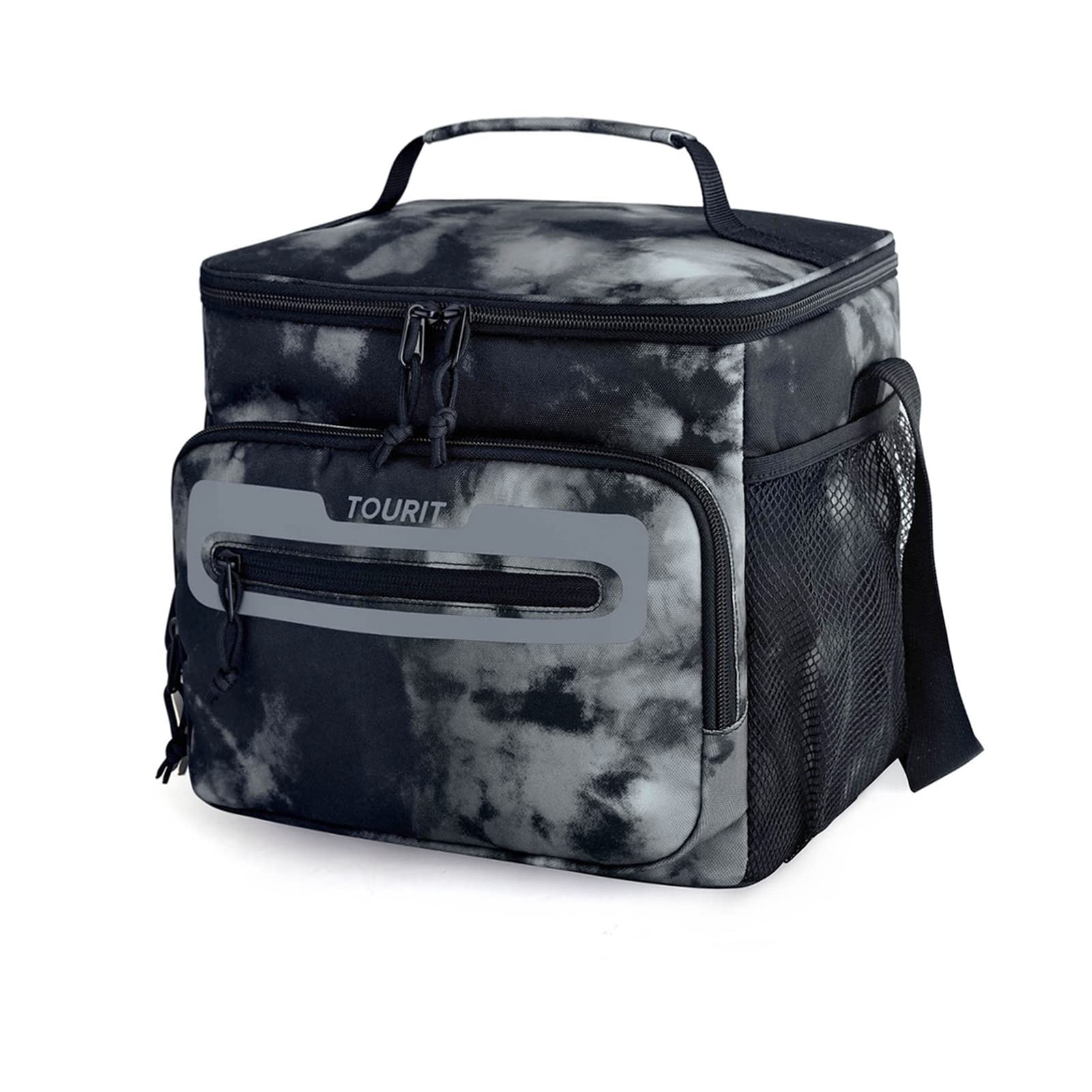 TOURIT Insulated Lunch Bag for Men - Leakproof Reusable Lunch Box Cooler for Work, Office, Outdoor, Picnic, Hiking & Travel - Tie-Dye Black Design - Keep Food Fresh All Day