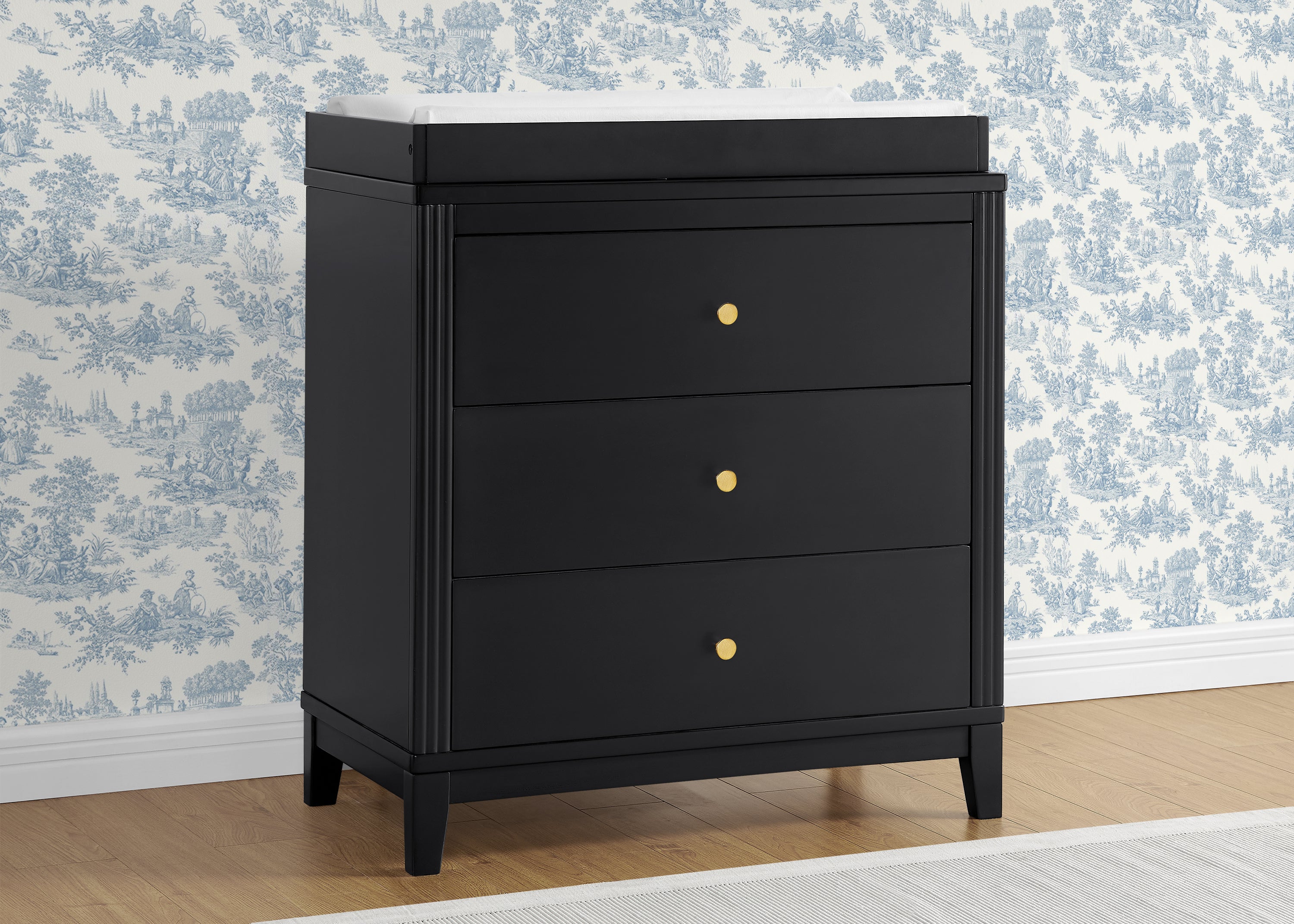 Eloise 3 Drawer Dresser with Changing Top & Interlocking Drawers - Nursery Storage Solution for Baby Clothes, Diapers & Essentials | Modern Baby Changing Table & Dresser Combo for Nursery Organization