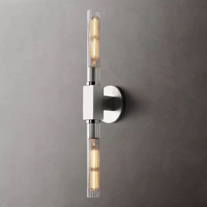Modern Glass Linear Wall Sconce - Sleek LED Light Fixture for Bedroom, Living Room & Hallway Lighting - Dimmable Contemporary Wall Lamp for Home Decor