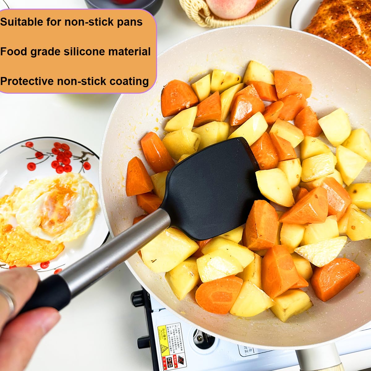 Premium Silicone Spatula Set - 5-Piece Heat-Resistant Nonstick Kitchen Utensils with Turner, Fish Spatula & Egg Flipper for Cooking, Baking & Grilling - Safe for All Cookware Including Woks & Pans