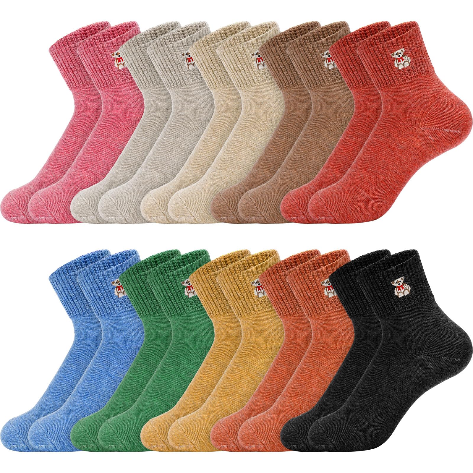 Eurzom 10 Pairs Women's Cotton Crew Socks - Cute Low Cut for Daily Wear & Gifts