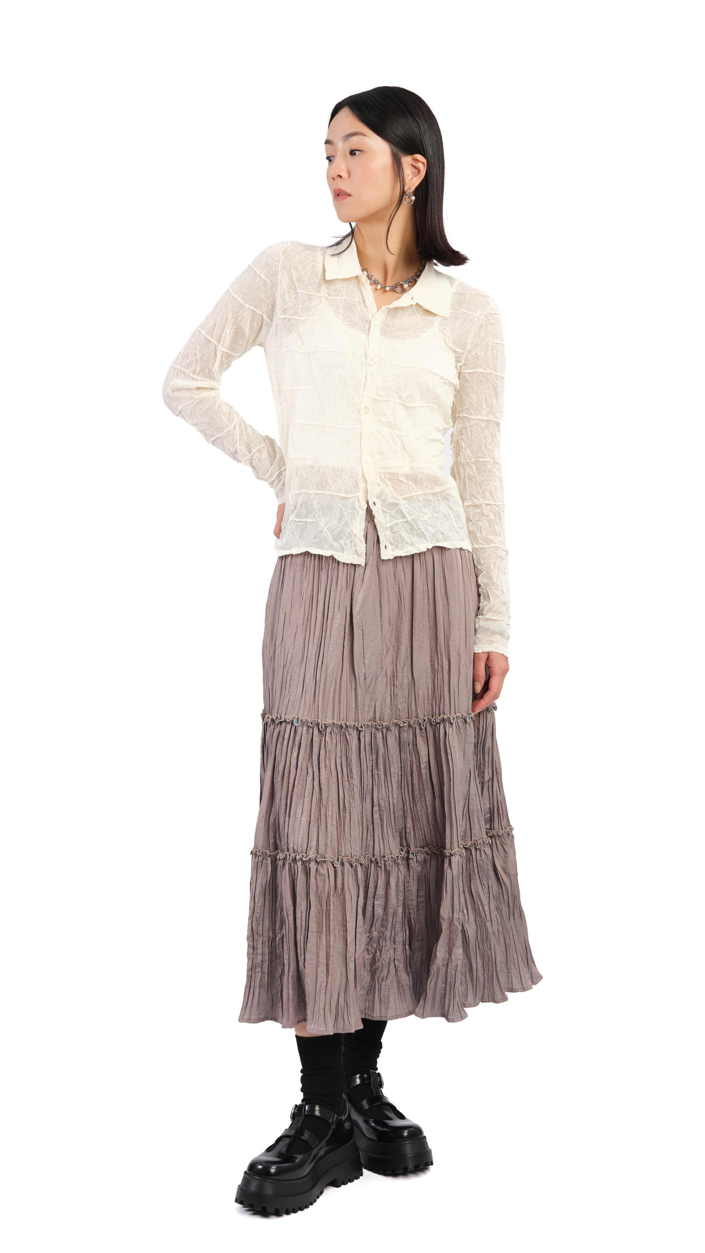 Stylish Pleated Skirt for Women - Trendy A-Line Midi Skirt with Elastic Waist | Perfect for Office, Party & Casual Outfits
