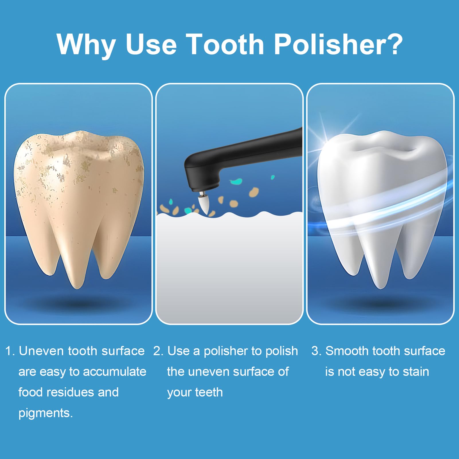 SIQUER Electric Tooth Polisher - 5-Speed LED Teeth Whitening Kit for Home Dental Care
