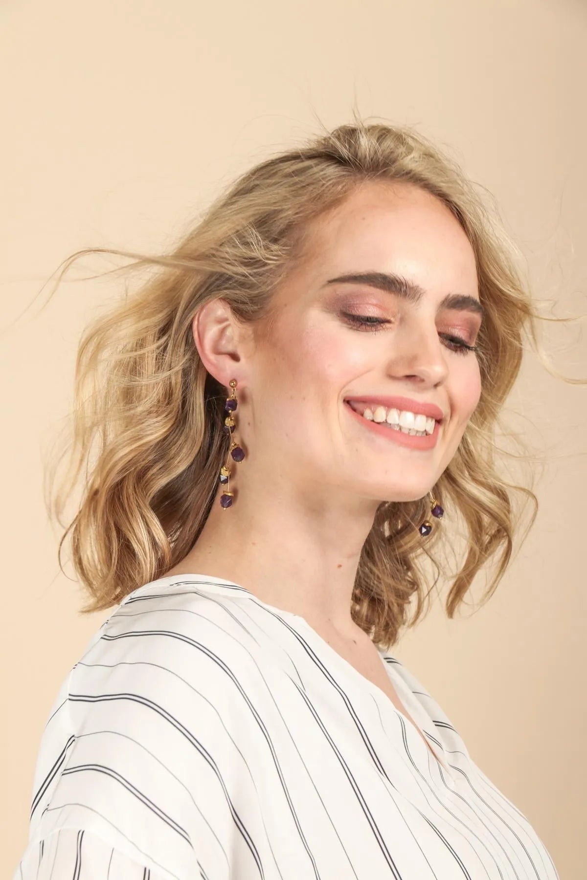 Dangle Gemstone Earrings for Women - Elegant Bohemian Drop Earrings with Natural Stones - Perfect for Parties, Weddings & Everyday Wear