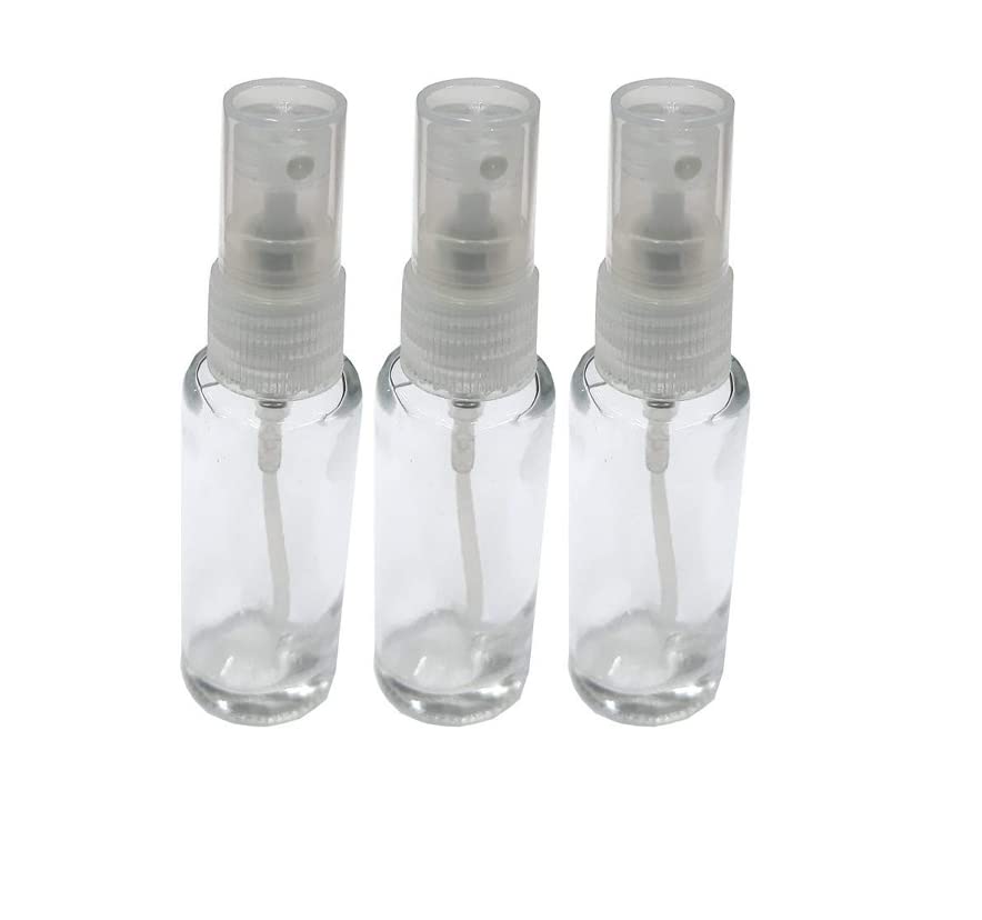 3ml Empty Glass Spray Bottle with Pump - Refillable for Sanitizer, Toner, Perfume, Essential Oil & Lotion - Transparent Travel Size Multi-Use Container (Pack of 3) - Perfect for Skincare, Aromatherapy & Home Organization