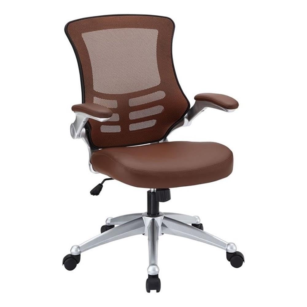 Hawthorne Collections Modern Faux Leather Office Chair - Ergonomic Executive Desk Chair with Adjustable Height, Lumbar Support (Tan/Black) - Perfect for Home Office, Gaming Setup & Workspace