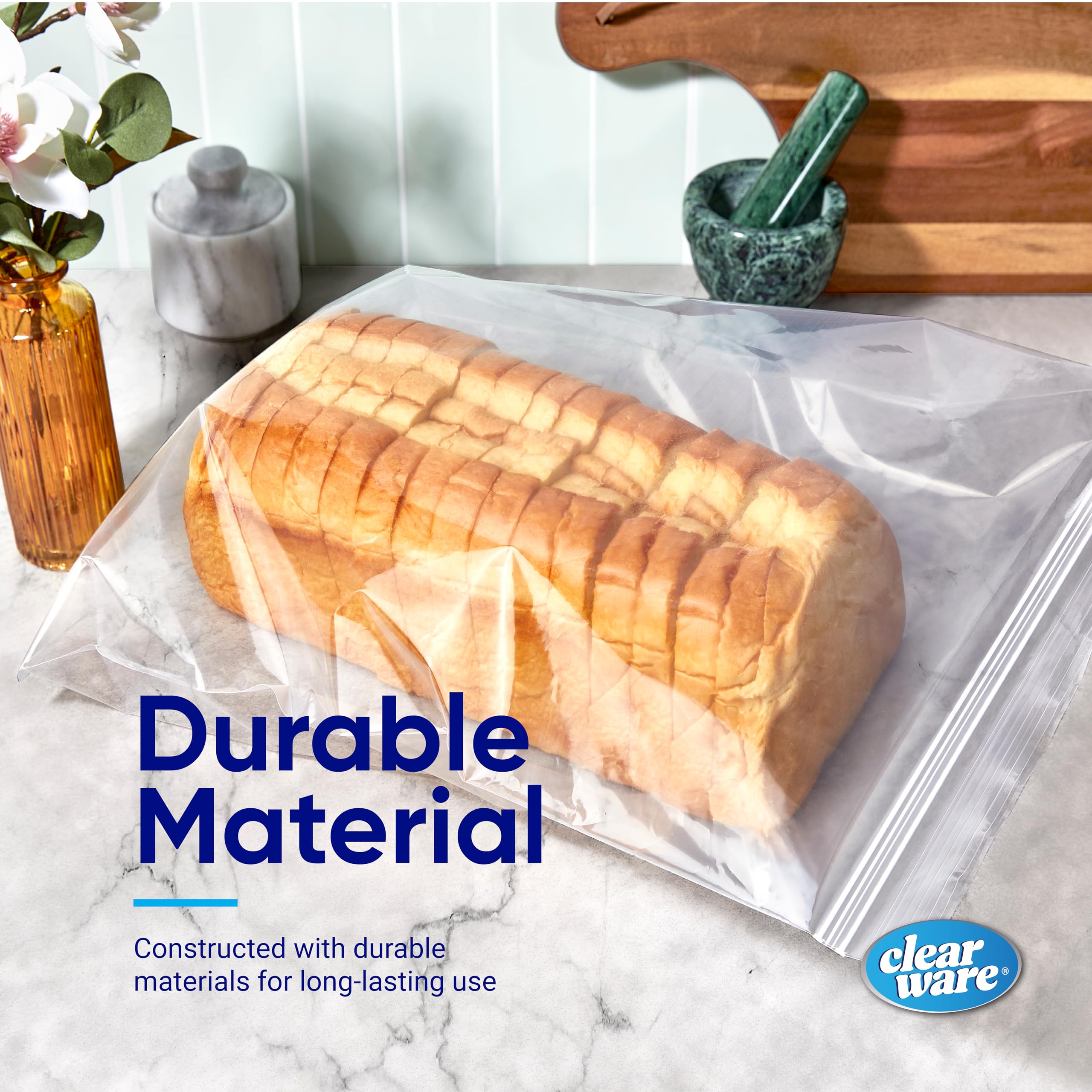 2 Gallon Heavy Duty Storage Bags with Double Zipper Seal - 60 Count BPA-Free, Microwave Safe Food Storage Bags for Lunch, Snacks & Meal Prep - Perfect for Freezing, Organizing & Sous Vide Cooking (2 Pack)