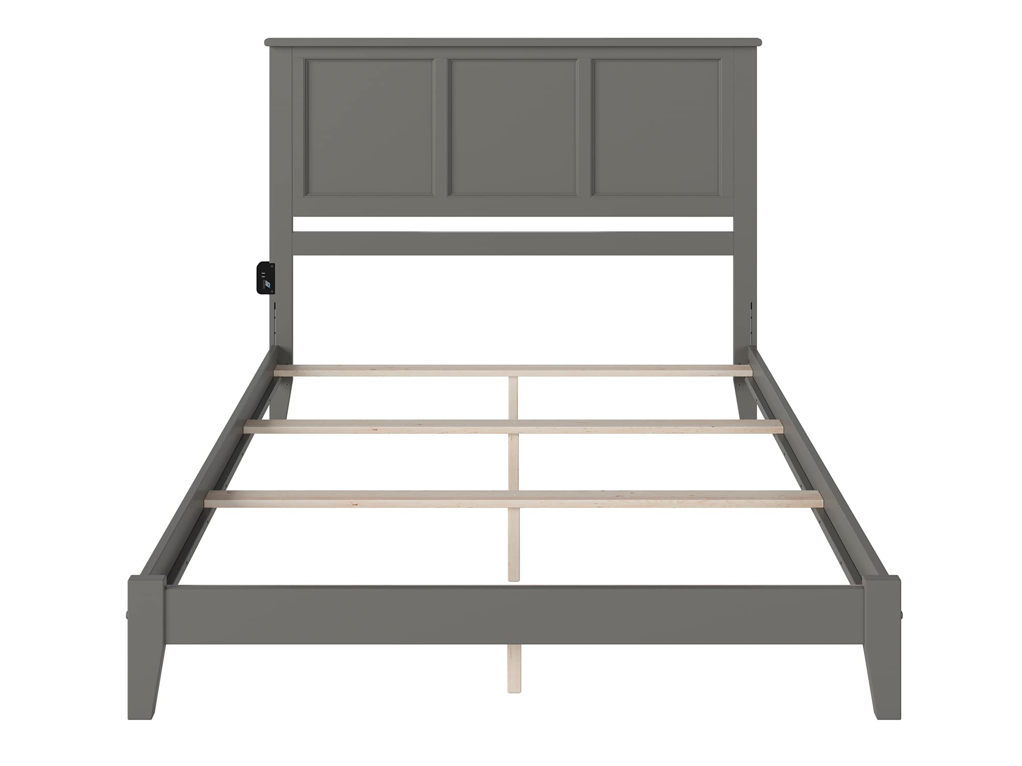 AFI Madison King Foundation Bed with USB Charging Ports - Grey Queen Size Platform Bed Frame for Modern Bedrooms | Perfect for Small Spaces & Guest Rooms