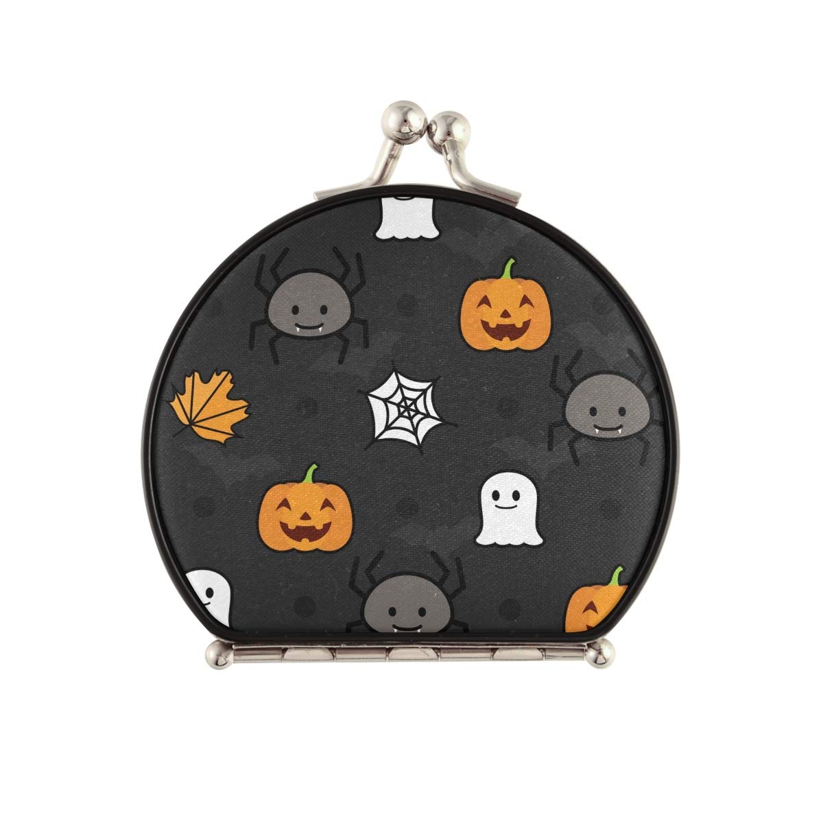 Pumkin Jack O' Lantern Happy Halloween Compact Mirror - Double Sided Travel Makeup Mirror with 2x & 1x Magnification, Portable Pocket Mirror for Women's Purse, Perfect for Halloween Parties & Travel Touch-Ups