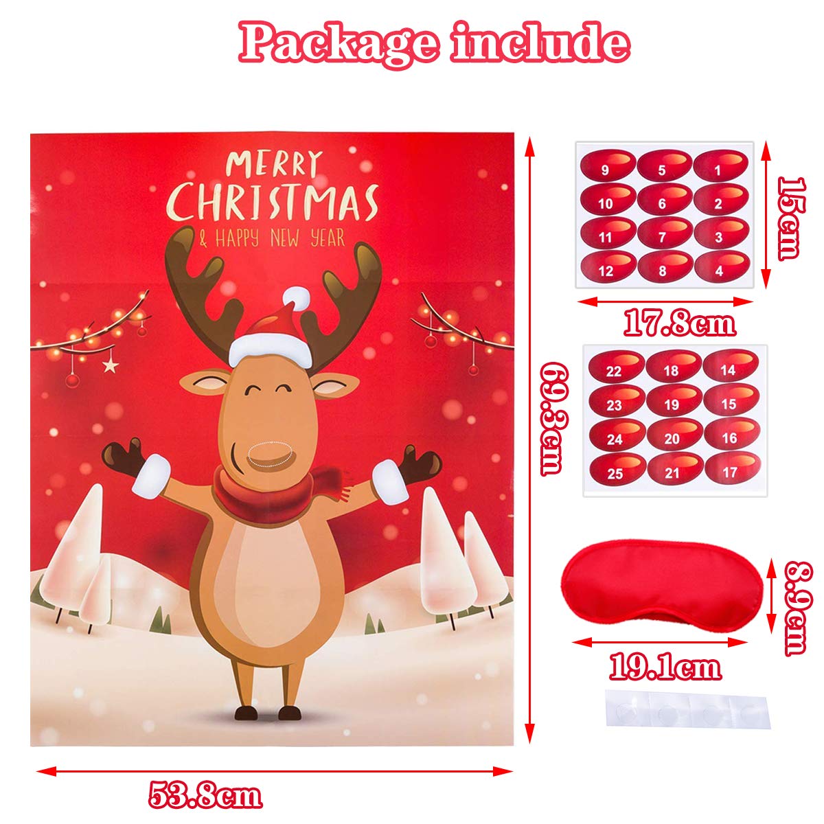 Pin The Nose On The Reindeer - Fun Christmas Party Games for Kids & Family Activities | Holiday Party Favors, Xmas Eve Entertainment & Festive Gift Ideas for Family Gatherings