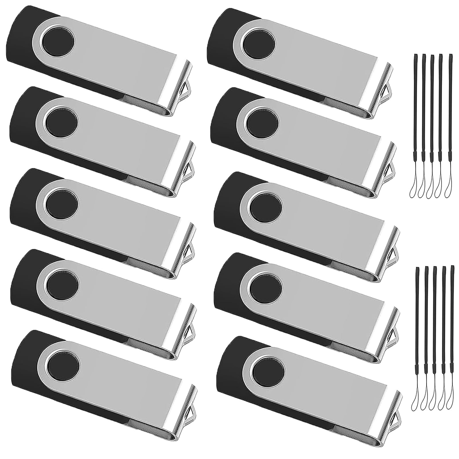 32GB USB Flash Drive 10-Pack with Lanyards - Bulk Storage for Office, School & Data Backup