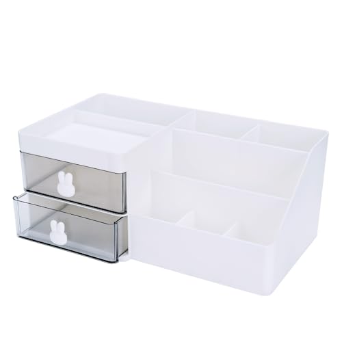 8 Compartments + 2 Drawer (White)