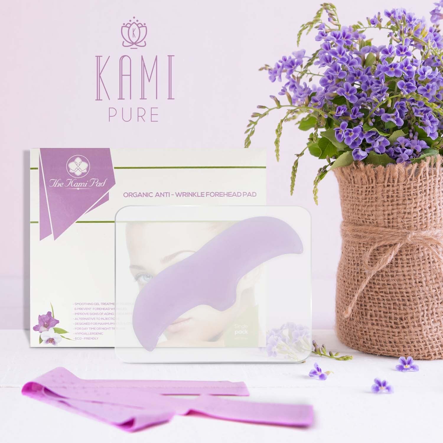 Kami Pure Anti-Wrinkle Forehead Pad - Reusable Silicone Gel Patch for Wrinkle Reduction, Anti-Aging & Skin Hydration | Collagen Boosting Treatment as Botox Alternative | Single Pack | Perfect for Nighttime Skincare & Post-Treatment Recovery