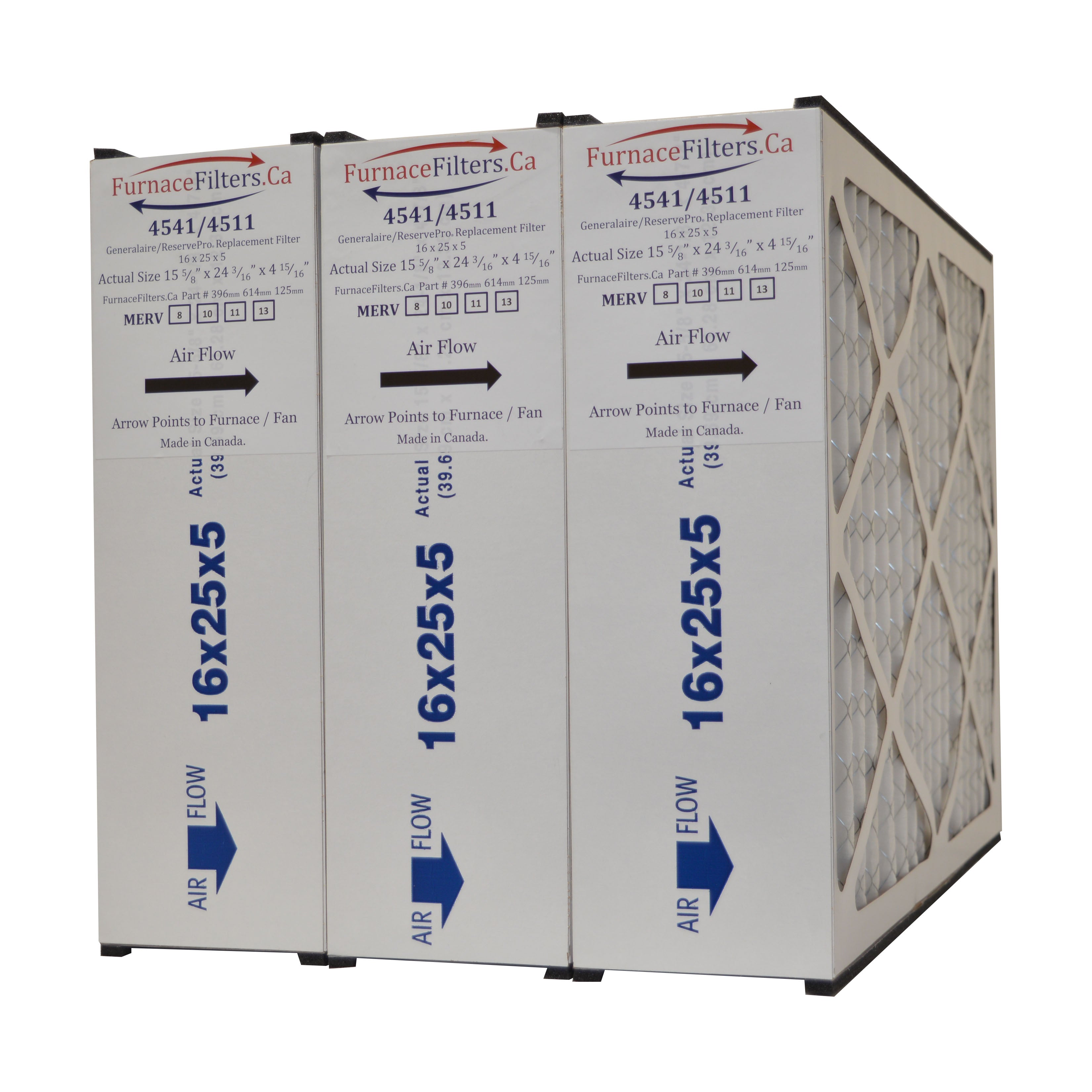 Generalaire GF 4511 MERV 13 16x25x5 Air Filter - 3 Pack Replacement for Mac 1400 Air Cleaners & Furnaces | High Efficiency Dust & Allergen Reduction | Perfect for Homes with Pets, Allergies or Asthma
