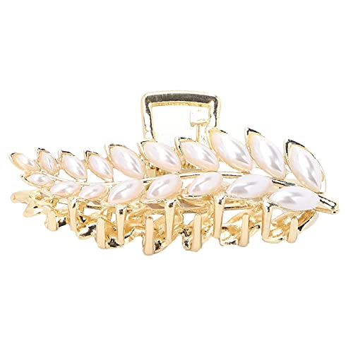 Sparkling Rhinestone Claw Hair Clips - Non-Slip Hair Styling Accessories for Women (White Pearl) | Perfect for Morning Routine, Makeup, Cooking & Face Washing