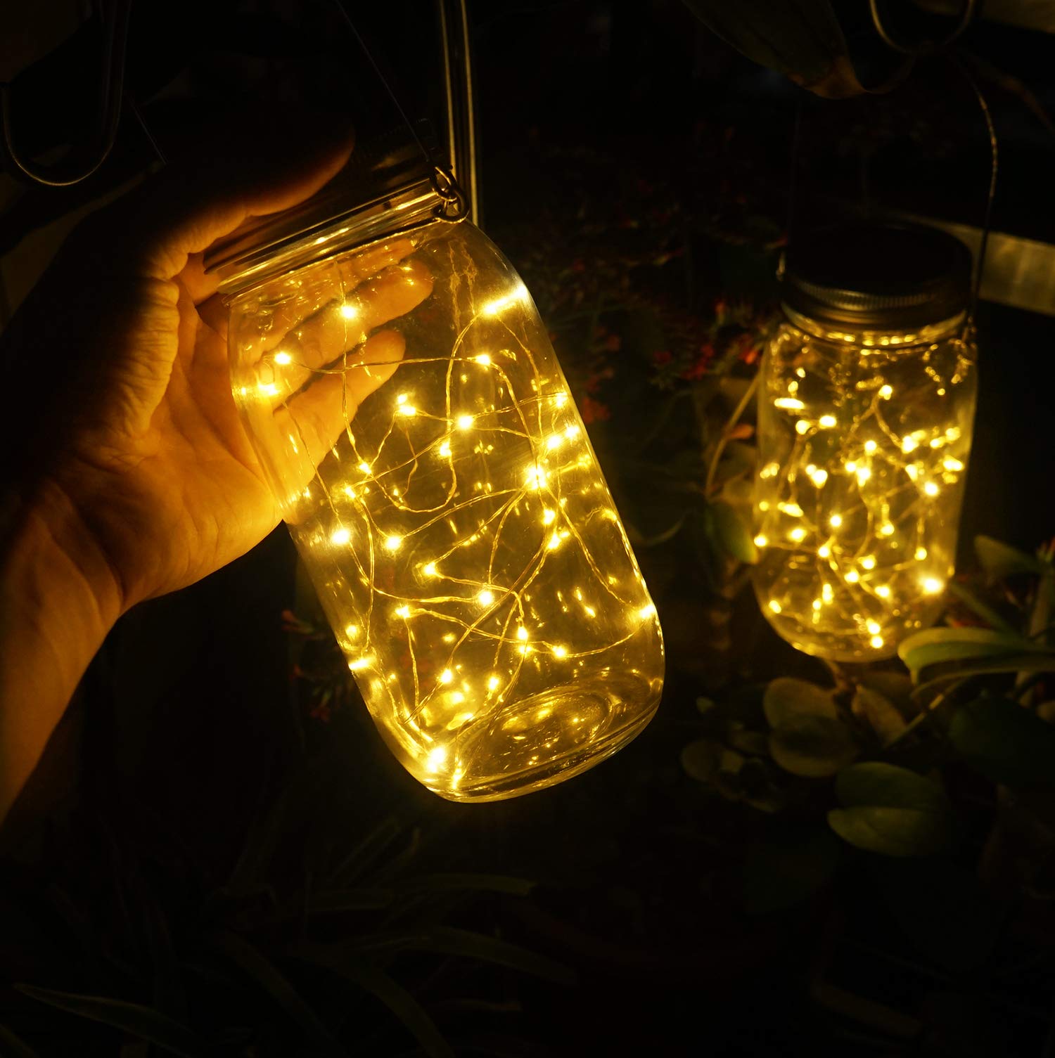 Solar Mason Jar Lights - 6-Pack Large Glass Jars with 30 LED Fairy String Lights, Waterproof Outdoor Hanging Lanterns for Patio, Garden, Yard, Wedding & Party Decorations | Perfect for Romantic Ambiance, Evening Gatherings & Backyard Lighting