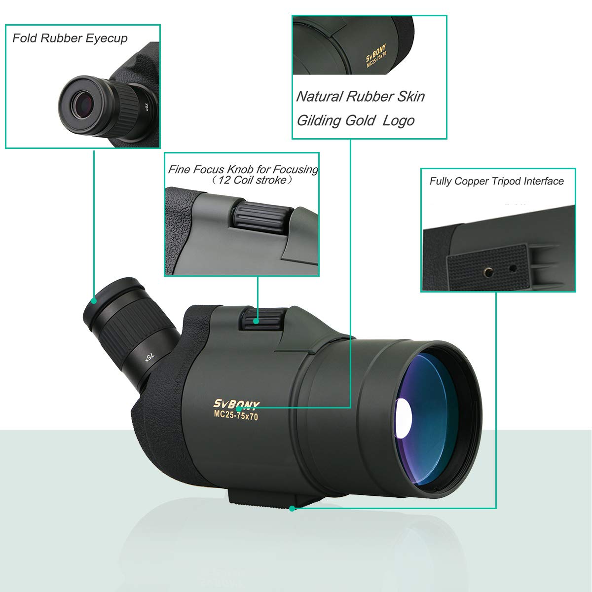 SVBONY SV41 Mak 25-75x70 Compact Spotting Scope with Tripod for Hunting, Shooting, Bird Watching, Travel & Camping | Ideal for Target Practice, Wildlife Observation & Outdoor Adventures