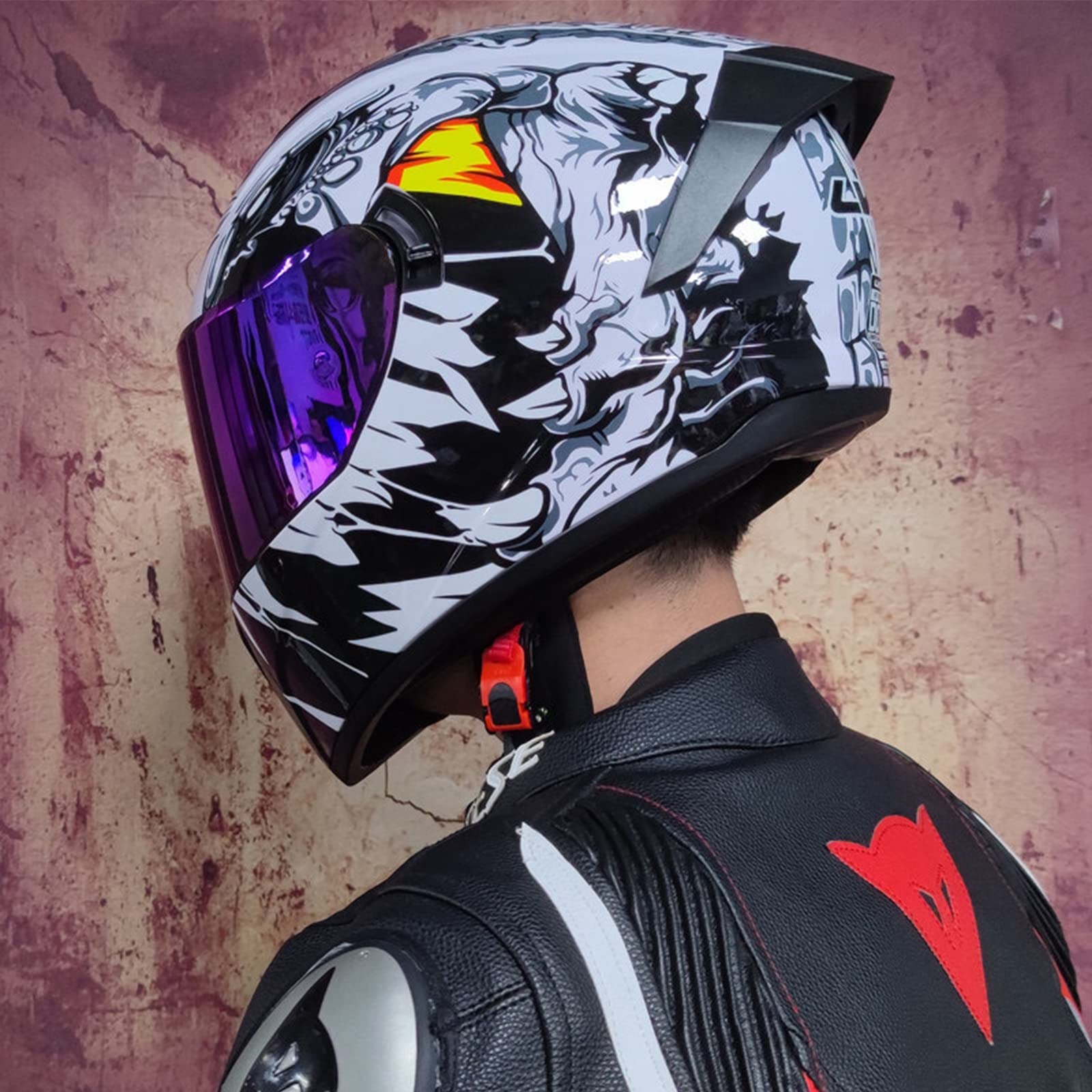DOT/ECE Approved Full Face Motorcycle Helmet with Dual Sun Shield & Transparent Lens - Cool Street Bike Helmet for Men, Women & Youth - Perfect for Commuting, Racing & Urban Riding