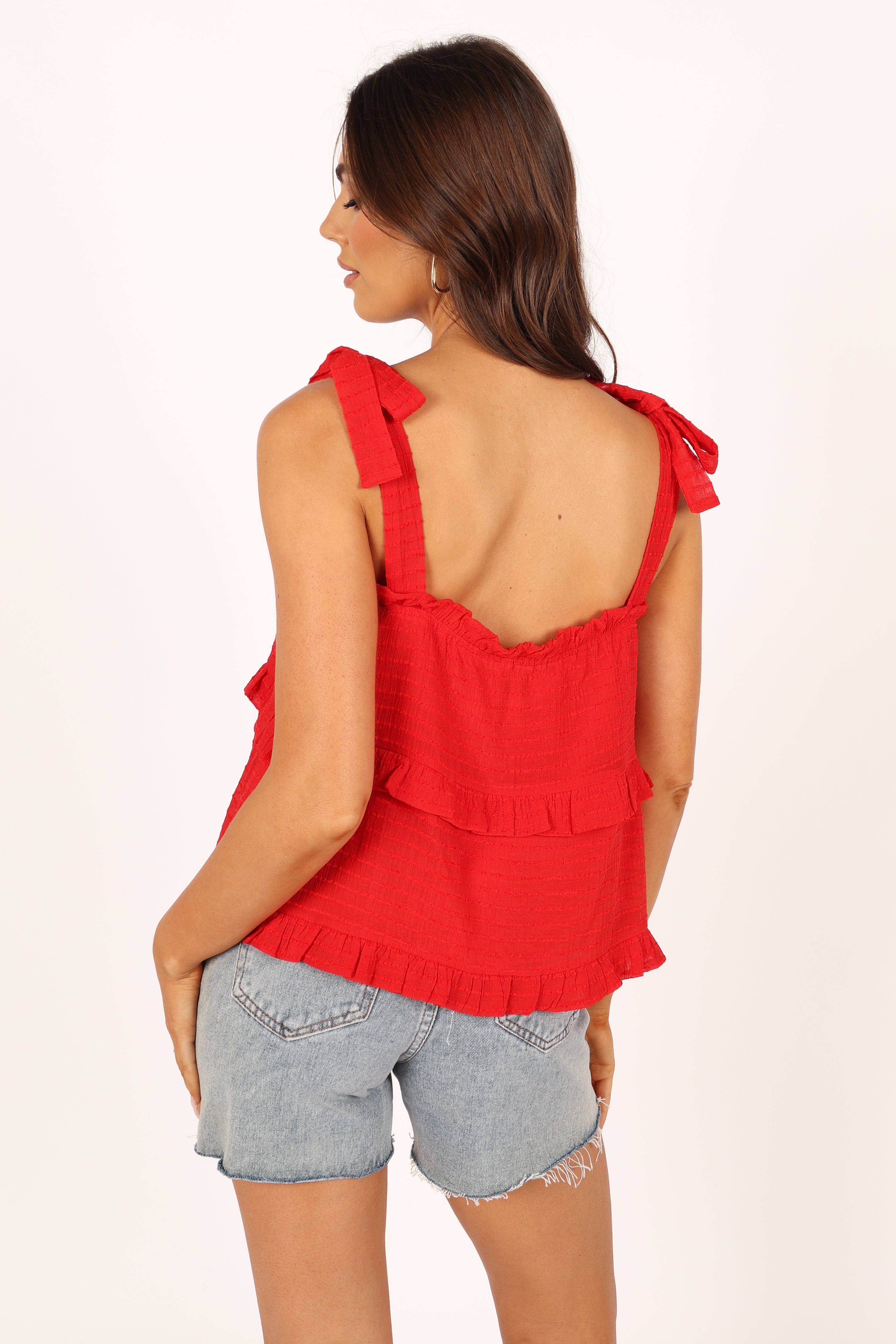 Avery Tiered Top Red - Women's Fashion Blouse for Casual Wear, Office & Date Night Outfits | Trendy & Comfortable
