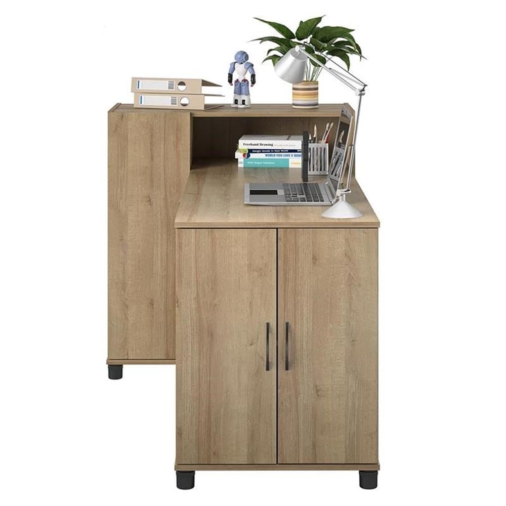 Pemberly Row Transitional Engineered Wood Hobby and Craft Desk in Natural - Perfect for DIY Projects, Scrapbooking & Home Office Workspace