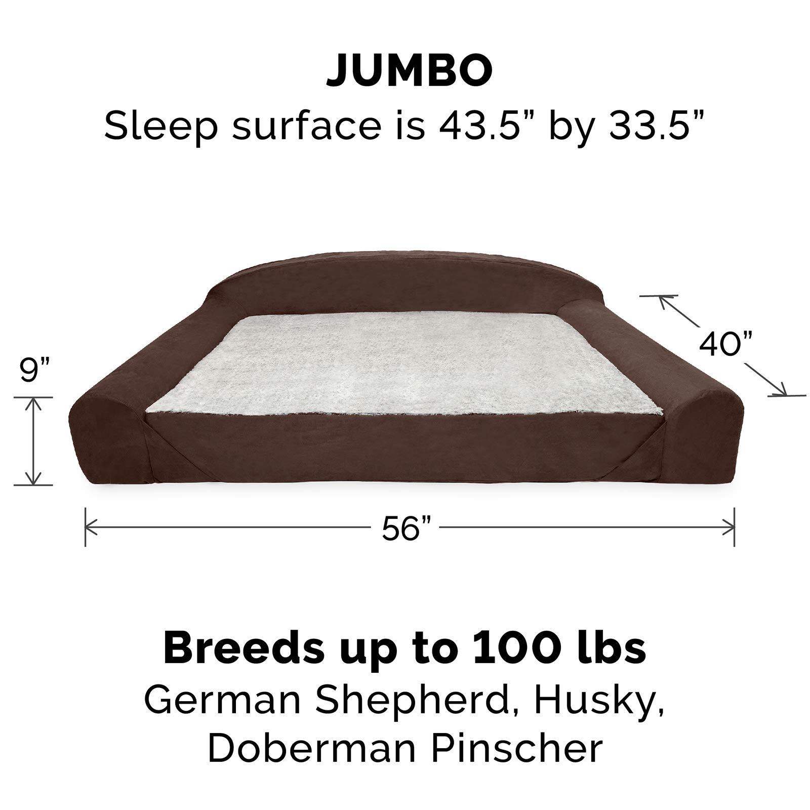 Furhaven Orthopedic Dog Bed for Large Dogs - Washable Cover & Reversible Cushion - Luxury Faux Fur Sofa for Pets Up to 200 lbs - Perfect for Home & Office Use