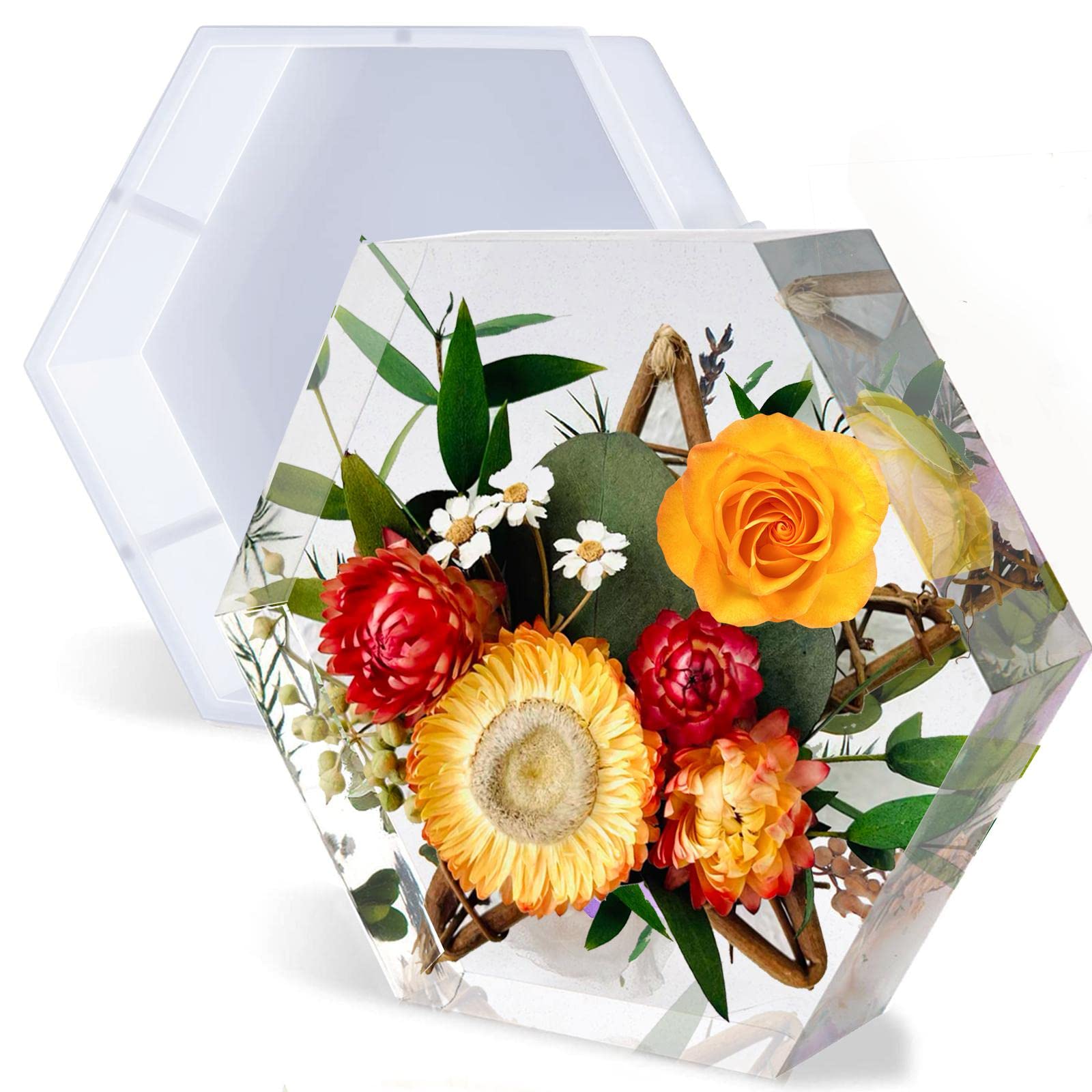 9 Inch Large Silicone Resin Molds - Hexagon Deep Epoxy Molds for Flower Preservation, DIY Resin Art Casting | Perfect for Wedding Favors, Valentine's Day Gifts, Anniversary Presents & Home Decor | Great for Crafting, Gift Making & DIY Projects