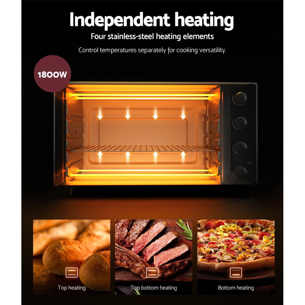 Devanti 45L Convection Oven with Electric Fryer - 1800W Countertop Oven for Baking, Roasting & Air Frying - Perfect for Home Kitchen, Small Restaurants & Dorm Cooking