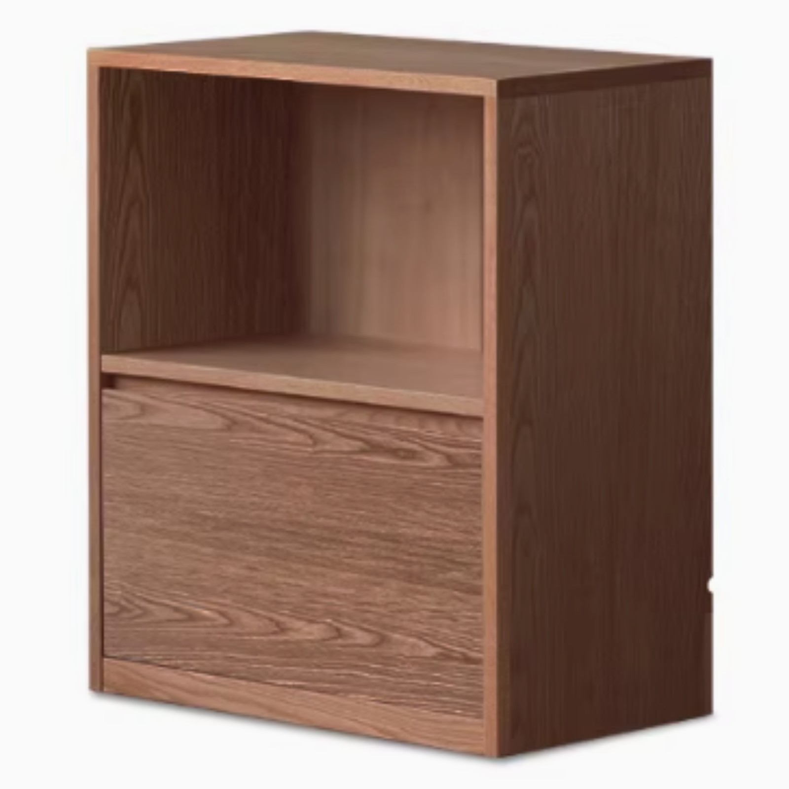 Solid Black Walnut Wood Bookshelf - Low Profile Wall Mounted or Floor Standing Cabinet for Living Room, Bedroom & Home Office Storage