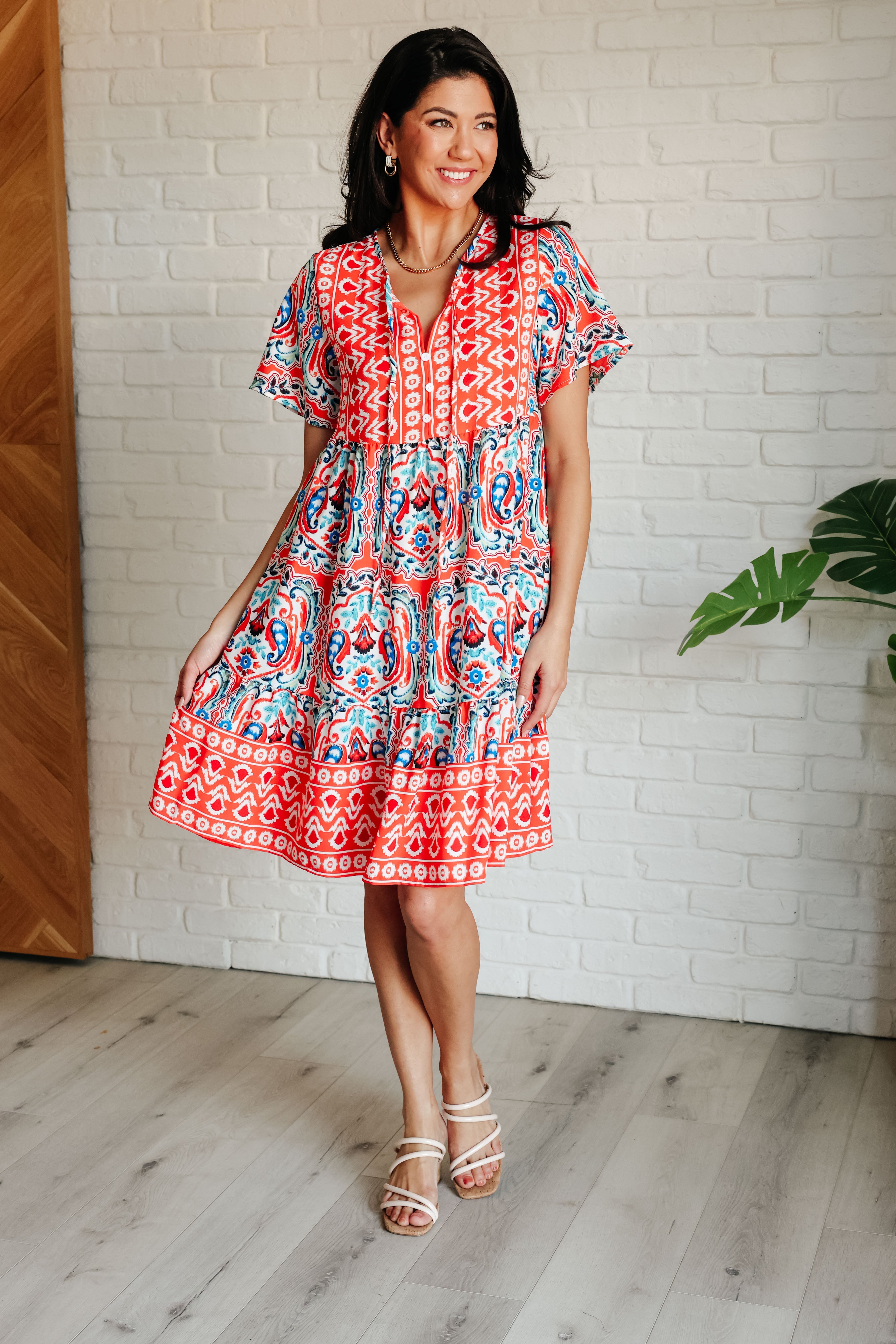 Journey On Mixed Print Dress - Stylish Floral & Geometric Pattern Summer Dress for Women | Perfect for Beach, Vacation & Casual Outings