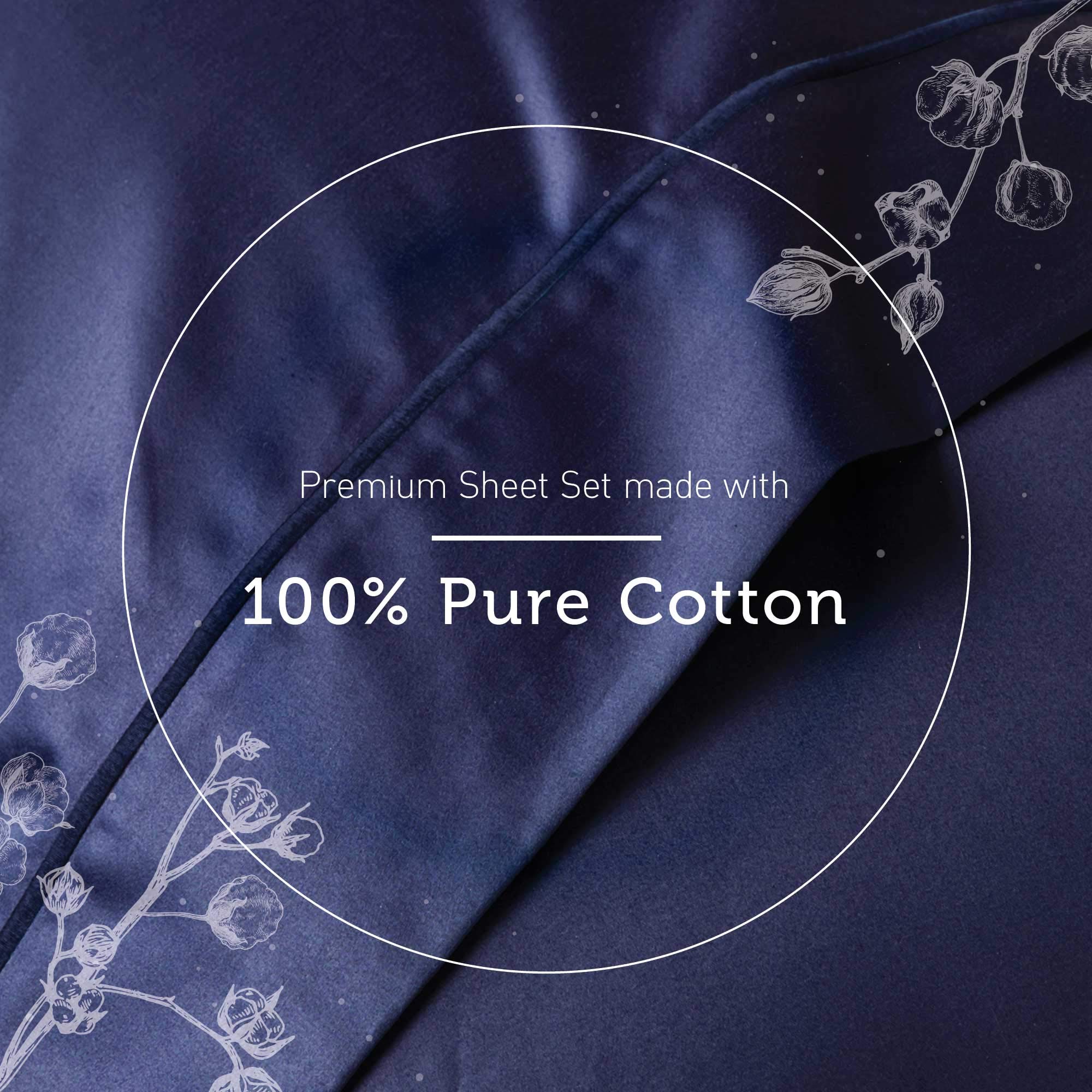 Hyde Lane California King Sheets - 1000 Thread Count Luxury Cotton Bedding Set | Deep Pocket Fitted Sheet, Soft & Breathable Sateen Weave | Durable & Elegant Navy Blue Sheets for Master Bedroom or Guest Room