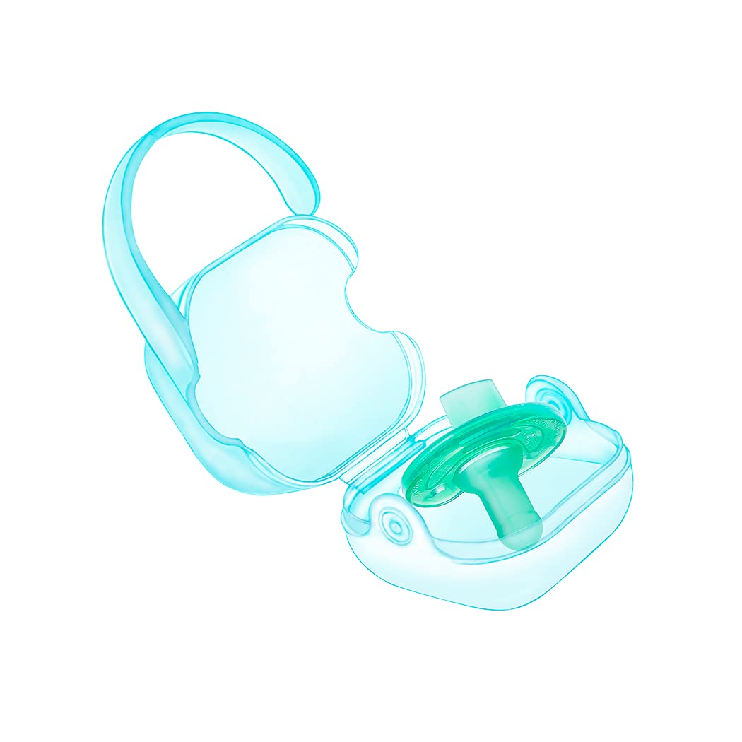 **2 Pack Blue Hook Pacifier Holder Case with Clip - Baby Pacifier Storage Box for Travel, Daycare & On-the-Go (BPA-Free Pacifier Accessories)**    *(Use Case: Keep baby pacifiers clean and organized during outings, trips to daycare, or daily errands with this portable pacifier case.)*