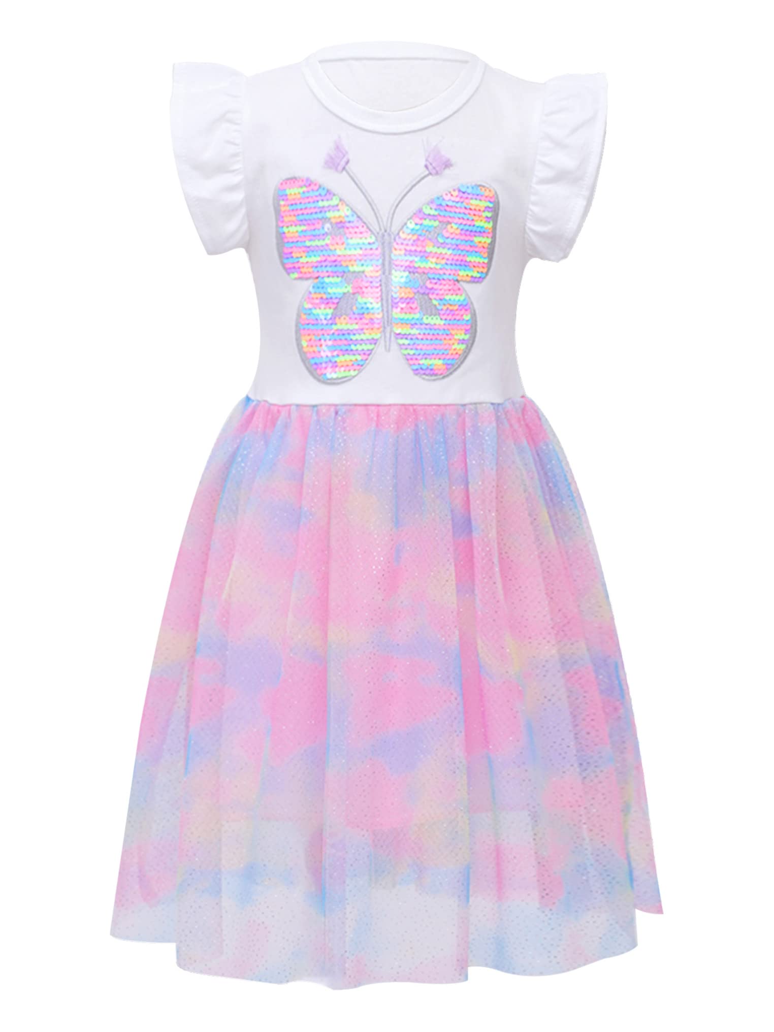 Kaerm Girls Birthday Party Mesh Tutu Princess Dress - Spring Summer Short Sleeve A-Line Casual Dress for Kids | Perfect for Birthday Parties, Dance Performances & Special Occasions