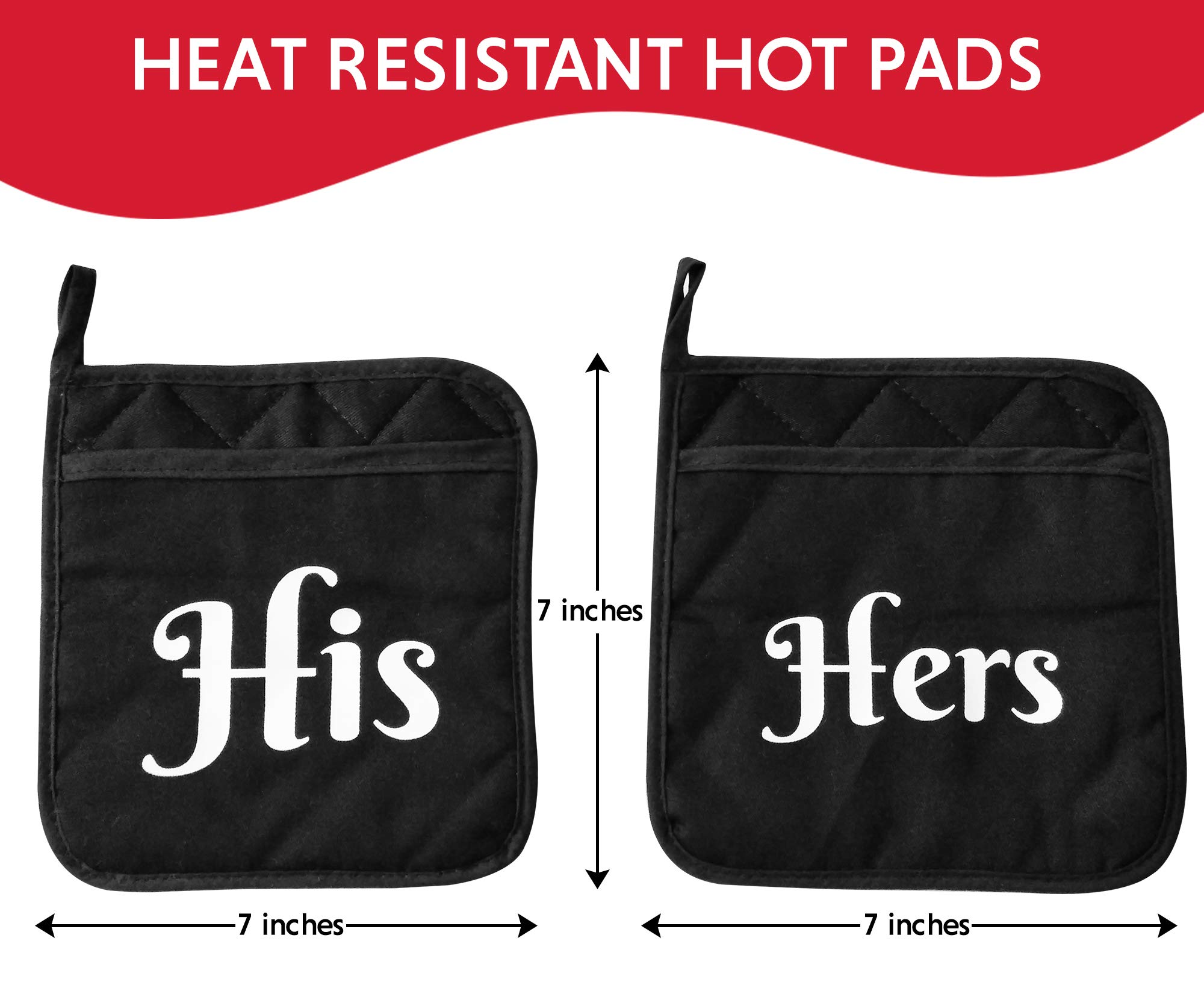 Romantic Wedding Gifts for Couples - His & Hers Potholders Set with Elegant Gift Box | Perfect for Anniversaries, Bridal Showers, Engagements & Newlyweds | Thoughtful Present for Bride & Groom | Great for Kitchen Decor & Couple Cooking Together