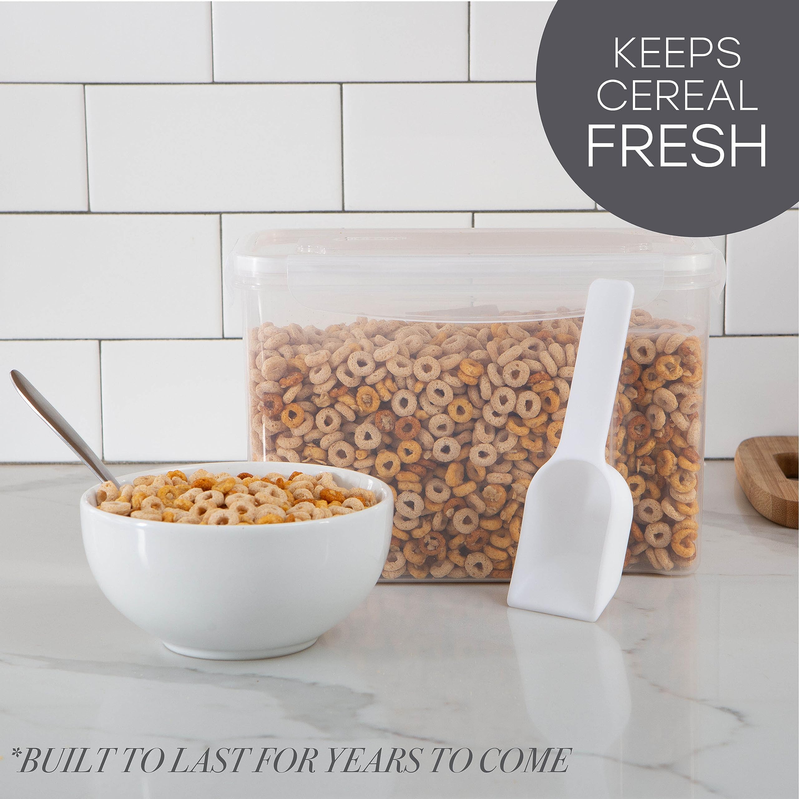 Airtight Medium Cereal Storage Container with Scoop - Clear Food Tin for Kitchen & Pantry Organization | Keeps Cereals Fresh | Ideal for Breakfast, Snacks & Bulk Food Storage