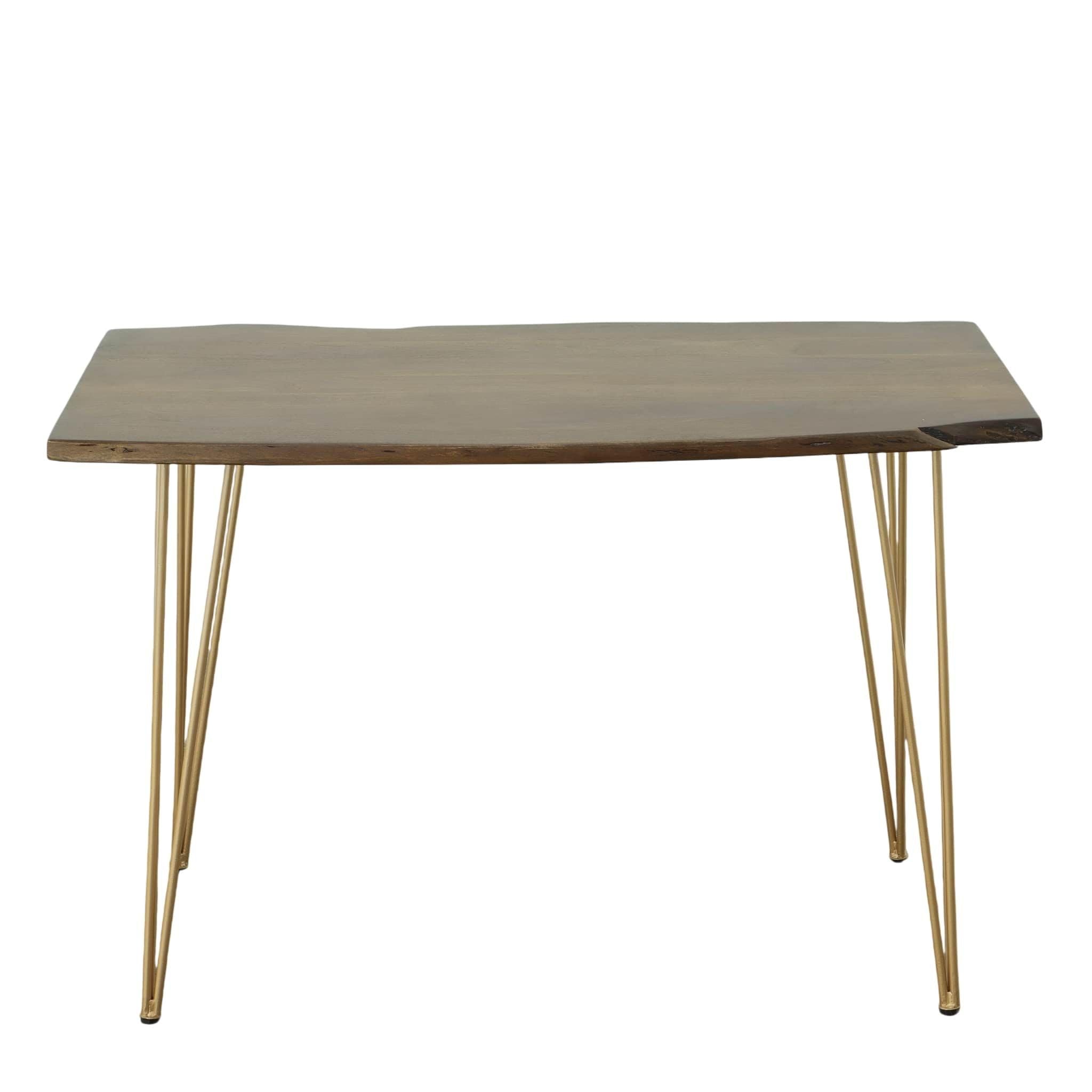 Carolina Chair & Table Siena Live Edge Elm Gold Counter Height Bar Table - Perfect for Kitchen Islands, Breakfast Nooks & Home Bars