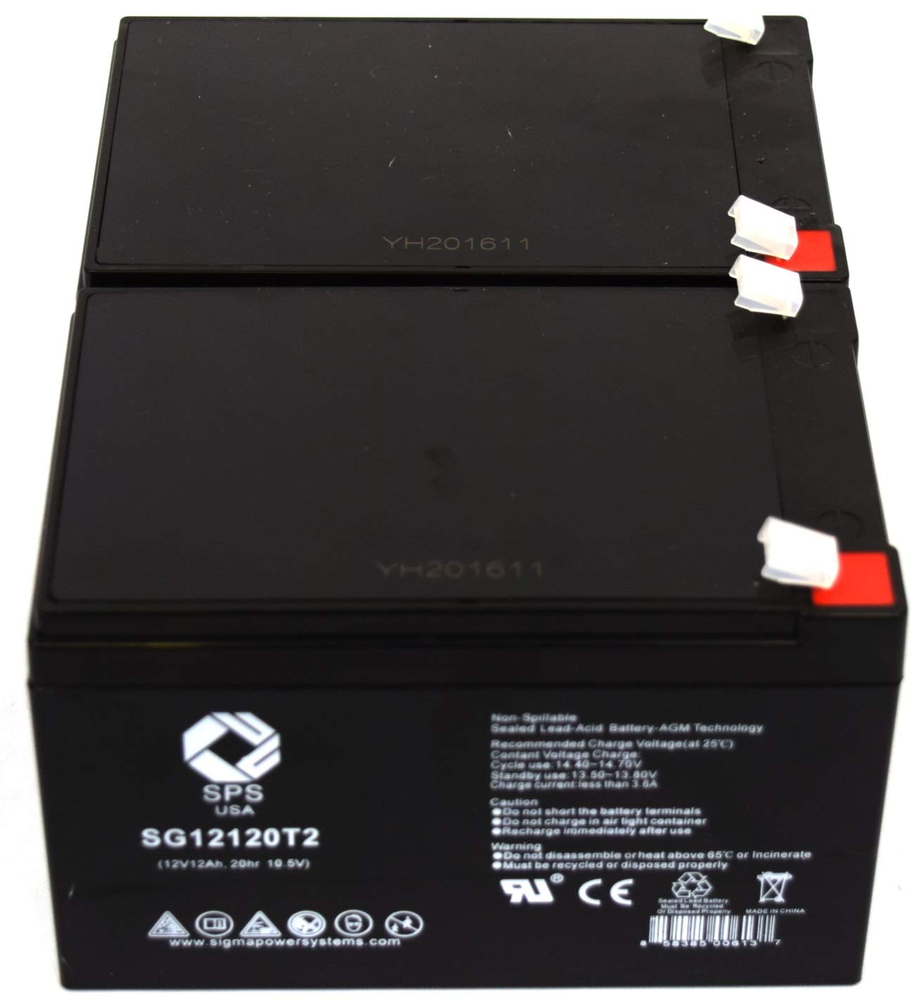 SPS Brand 12V 12Ah Replacement Battery for APC Back-UPS Pro 650 BP650SUS UPS (2 Pack) - Compatible with Home & Office UPS Systems, Emergency Power Backup for Electronics & Computers