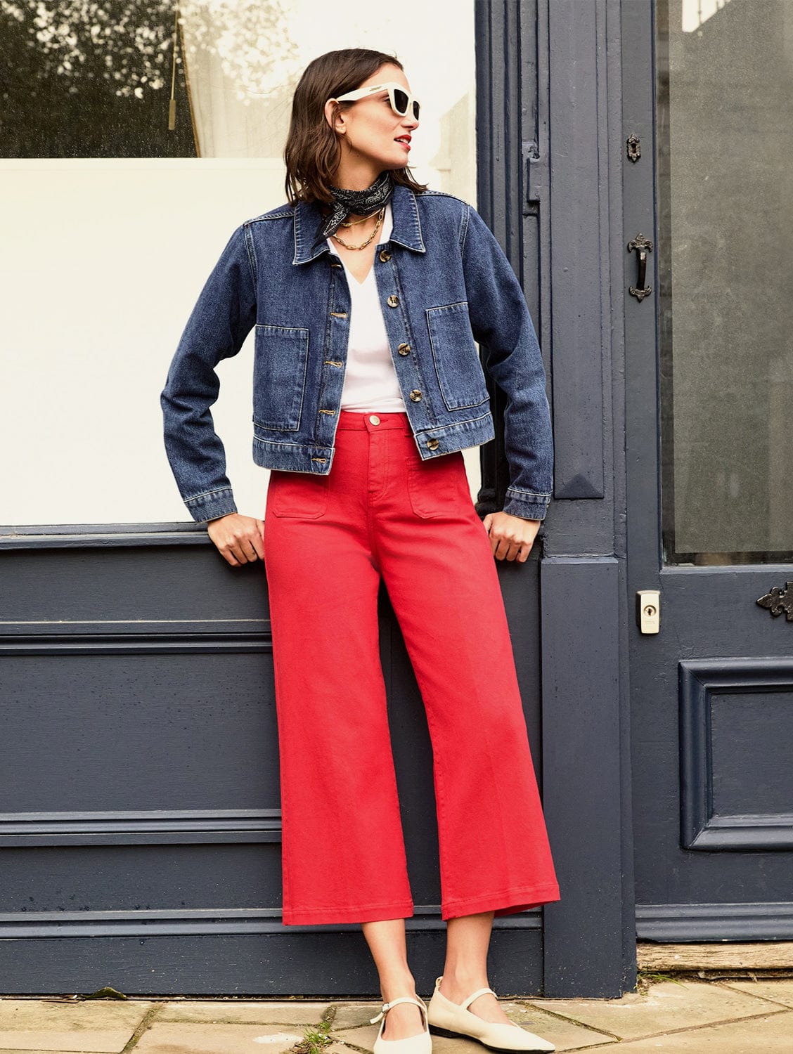 Jena Organic Cotton Stretch Wide Crop Jeans for Women | High Waist Skinny Jeans | Comfortable & Soft Crimson Red Denim Pants | Perfect for Casual Wear, Street Style & Everyday Outfits