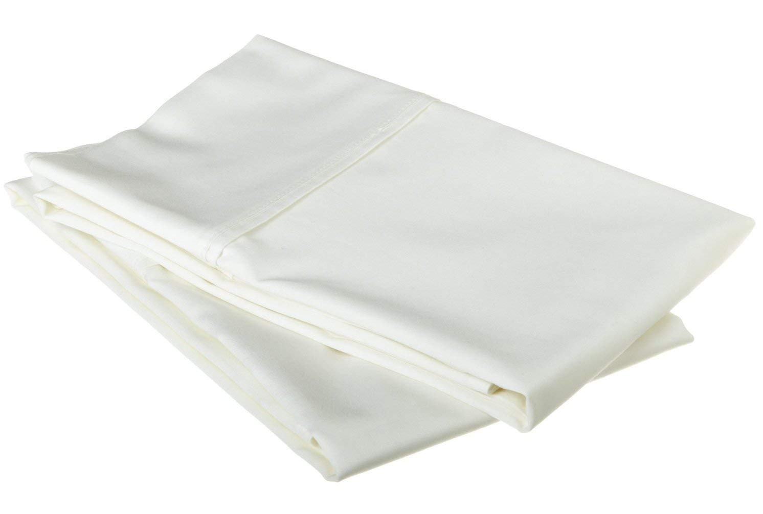 Premium 530 Thread Count Long Staple Cotton Pillowcase Set of 2 - Standard Size White Luxury Bedding for Hotel & Home Use