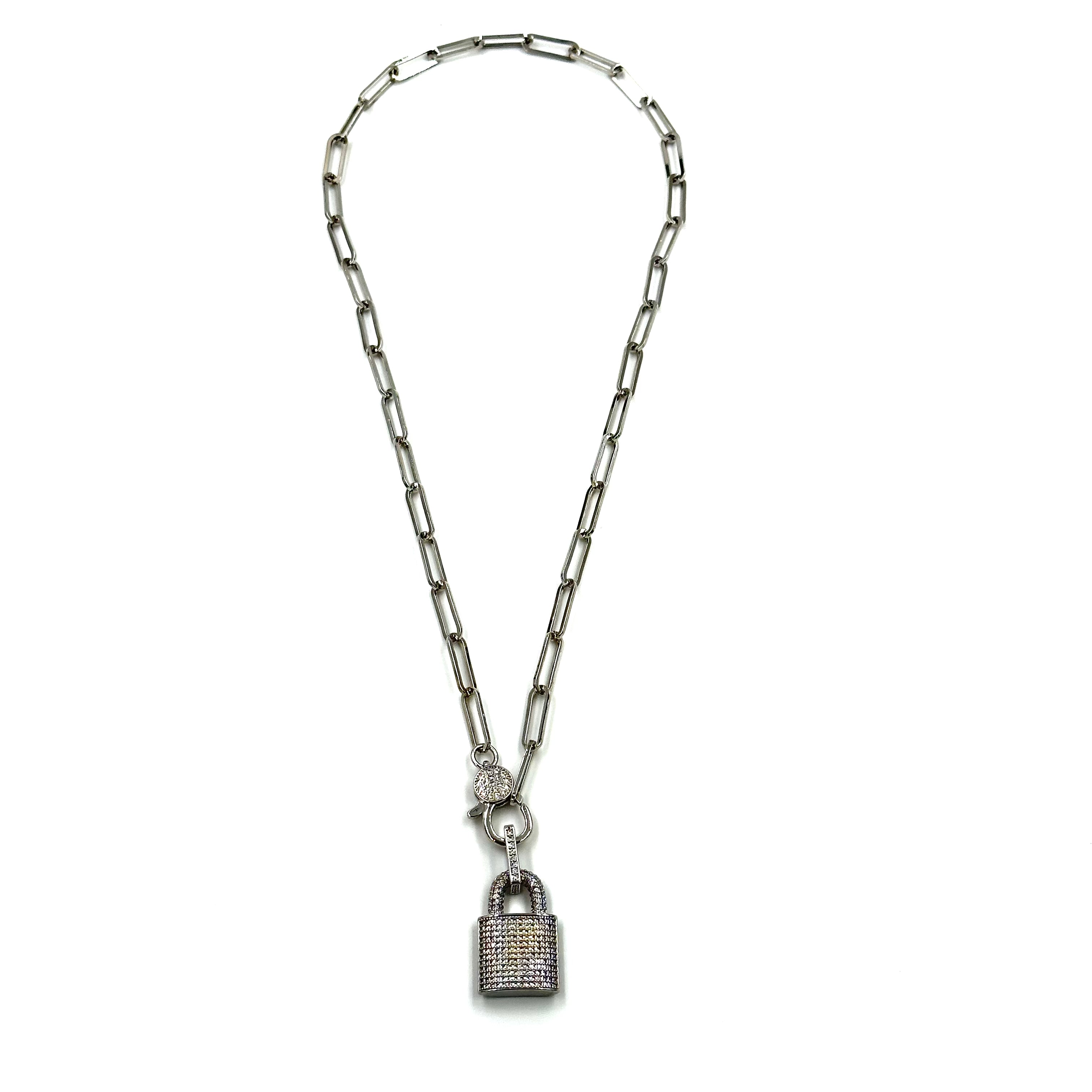Ashley Gold Stainless Steel CZ Lobster Clasp With Lock Pendant - Elegant Jewelry for Necklaces, Bracelets & Keychains - Perfect for Gifts, Parties & Everyday Wear